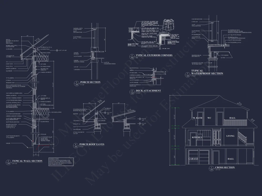Elegant Coastal house Floor Plan with CAD Architecture Designs