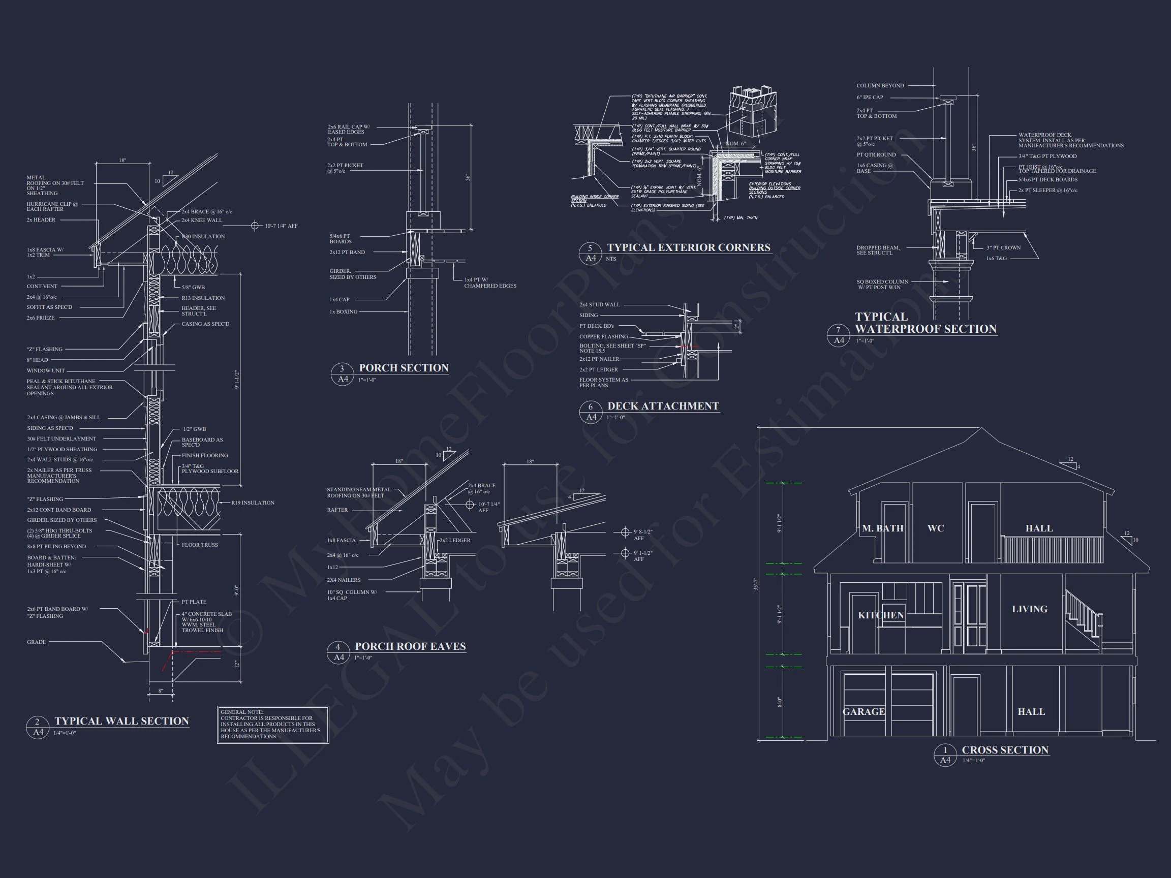 Elegant Coastal house Floor Plan with CAD Architecture Designs