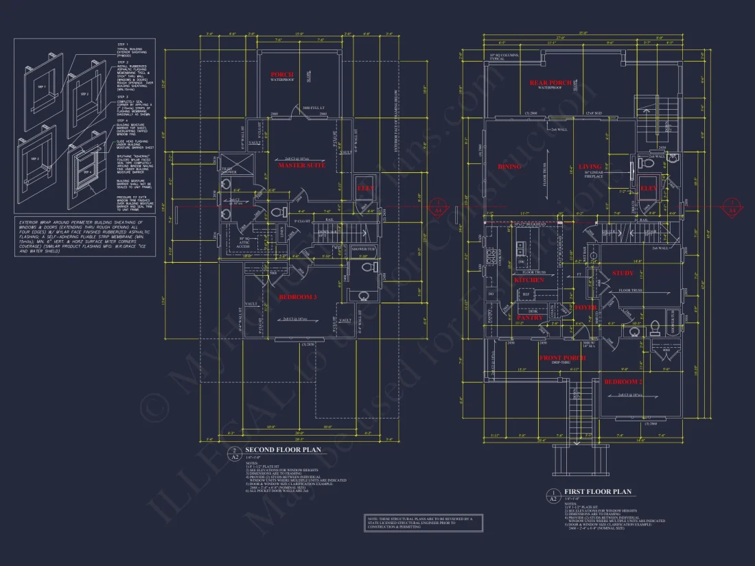 Elegant Coastal house Floor Plan with CAD Architecture Designs