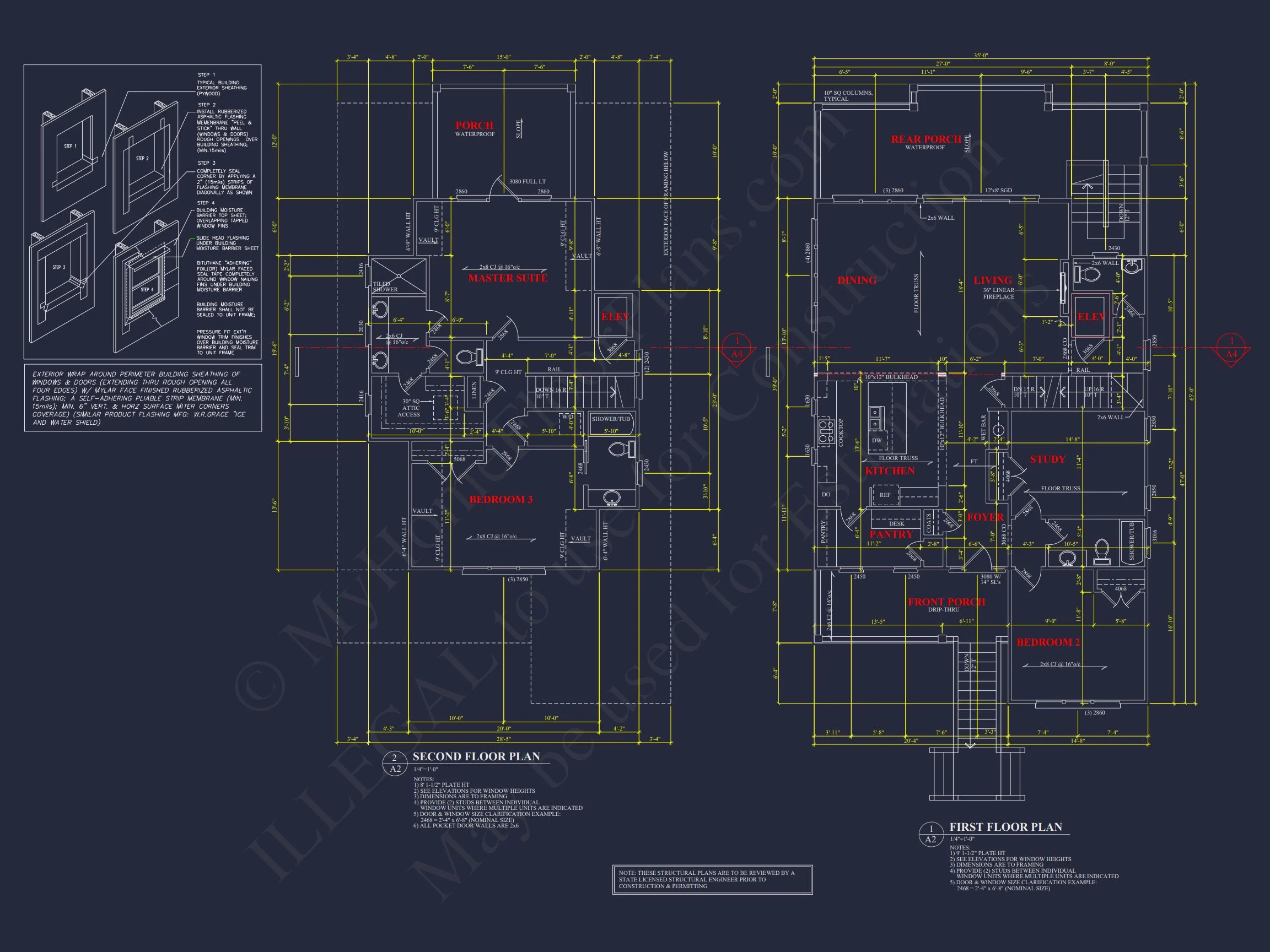 Elegant Coastal house Floor Plan with CAD Architecture Designs