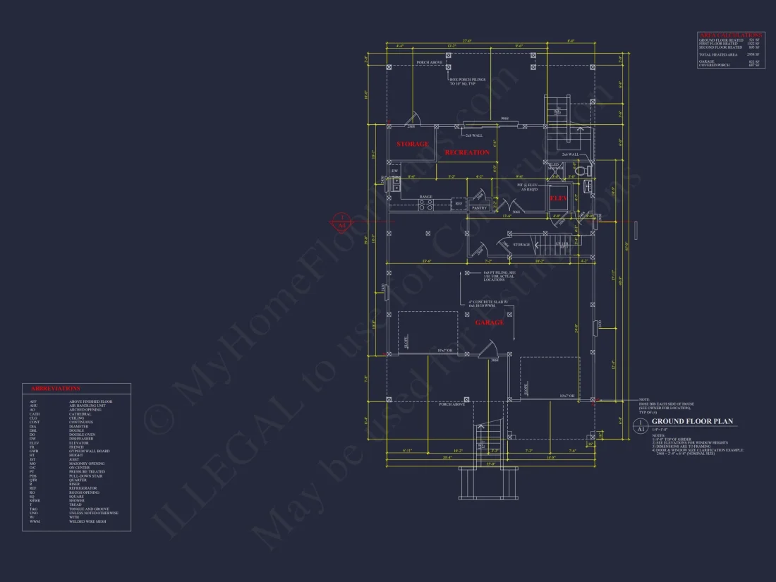 Elegant Coastal house Floor Plan with CAD Architecture Designs