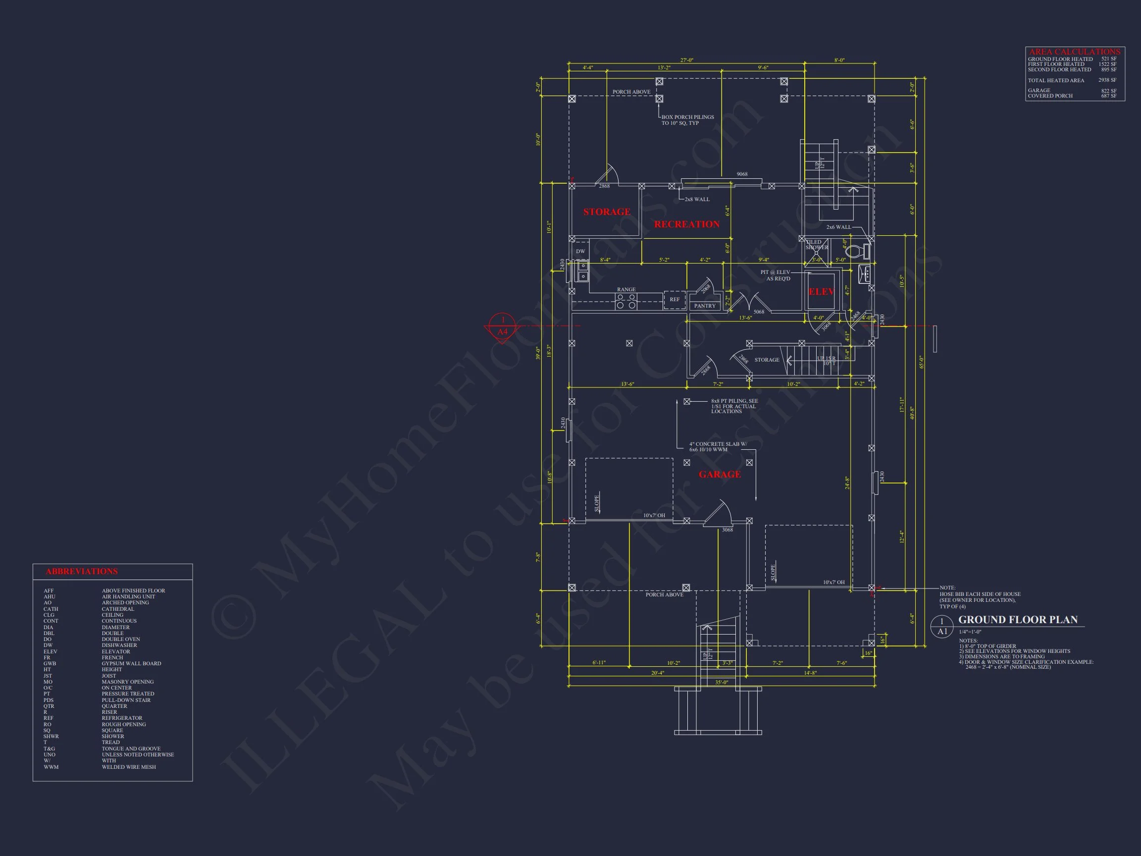 Elegant Coastal house Floor Plan with CAD Architecture Designs