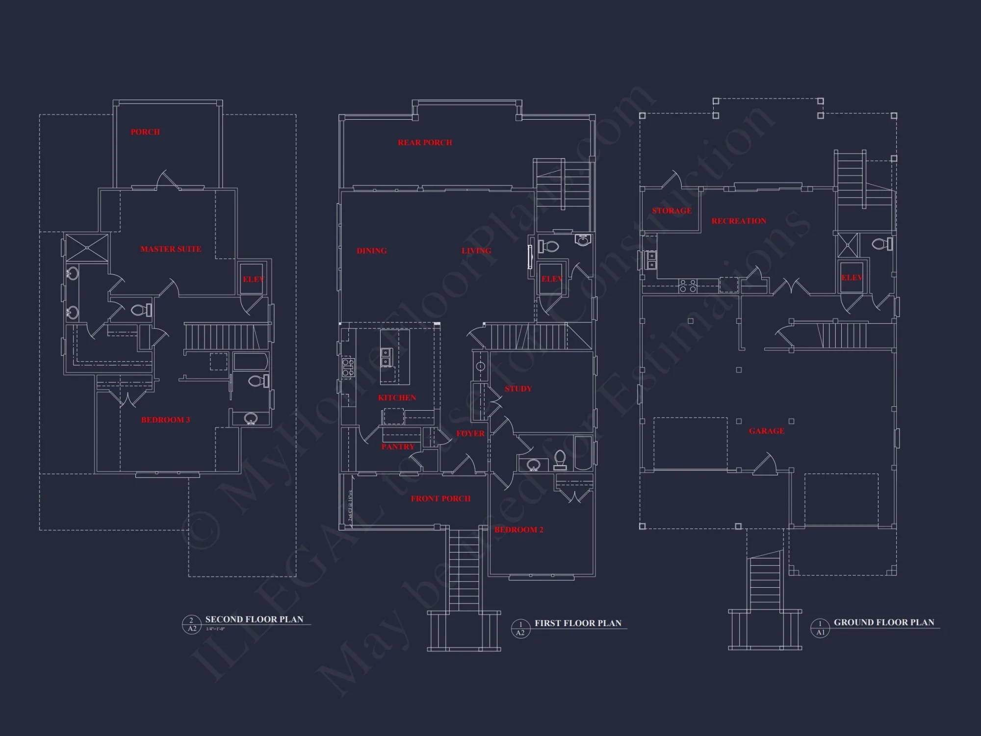 Elegant Coastal house Floor Plan with CAD Architecture Designs