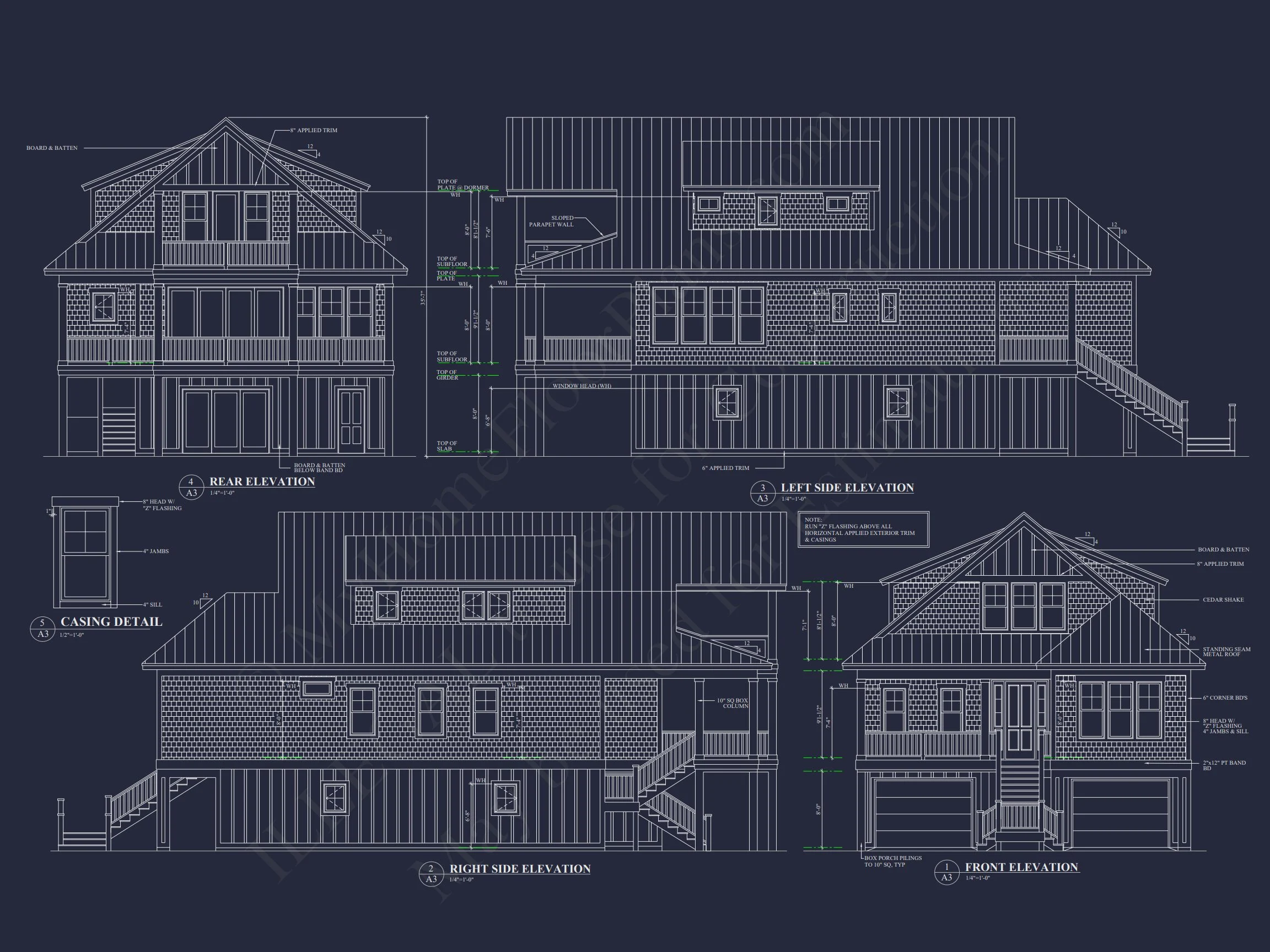 Elegant Coastal house Floor Plan with CAD Architecture Designs