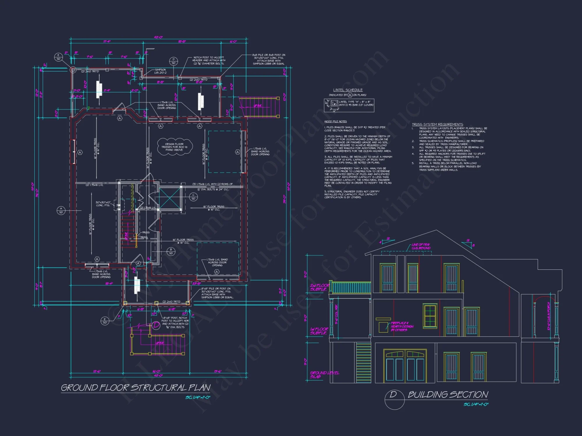 Elegant Coastal house Floor Plan with Detailed CAD Designs