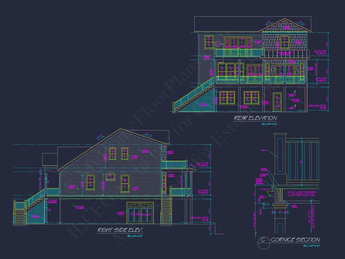 Elegant Coastal house Floor Plan with Detailed CAD Designs