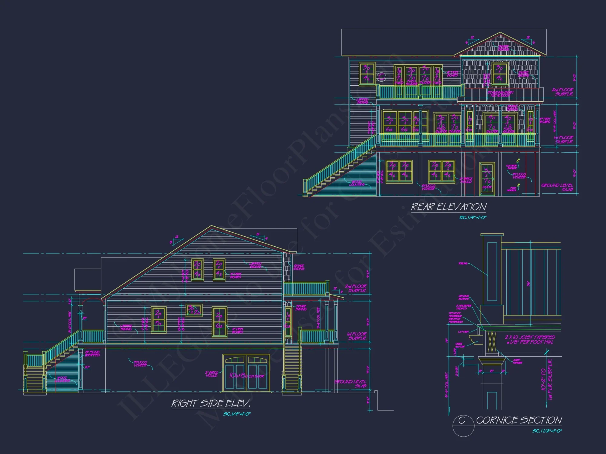 Elegant Coastal house Floor Plan with Detailed CAD Designs
