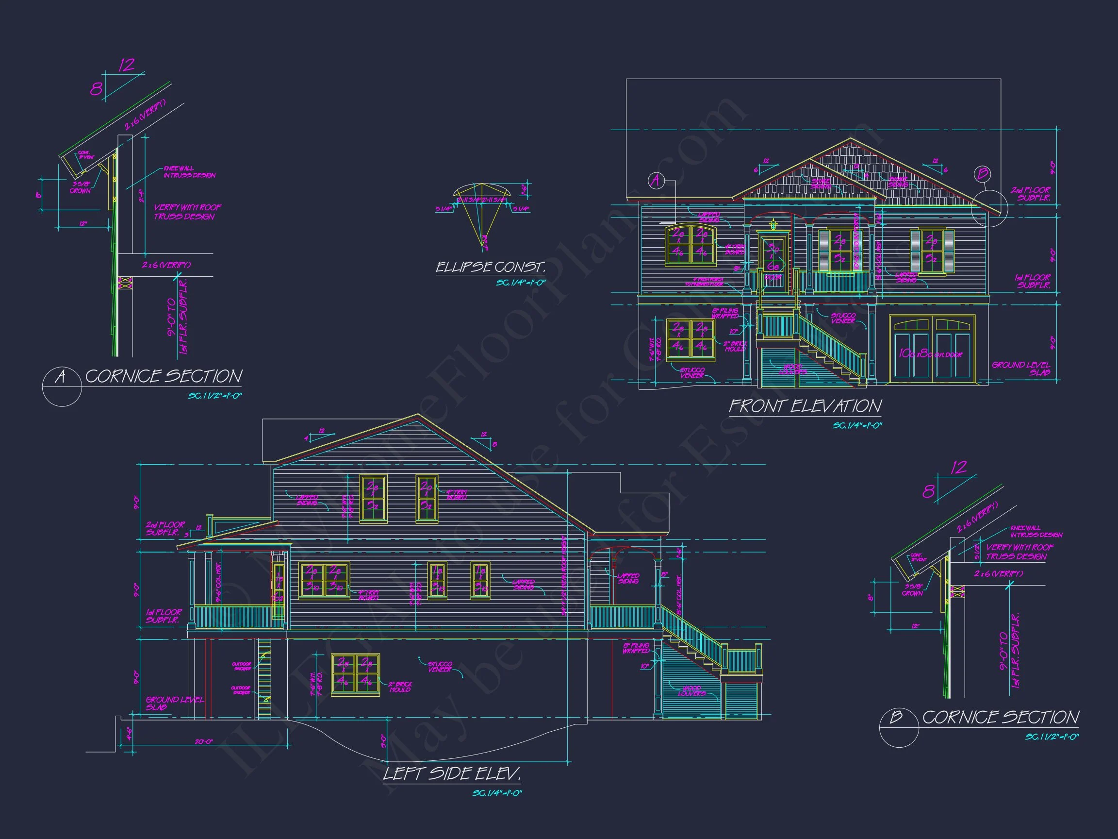 18-1412 HOUSE PLAN - Elegant Coastal House Floor Plan with Detailed CAD Designs 4 Elegant Coastal house Floor Plan with Detailed CAD Designs