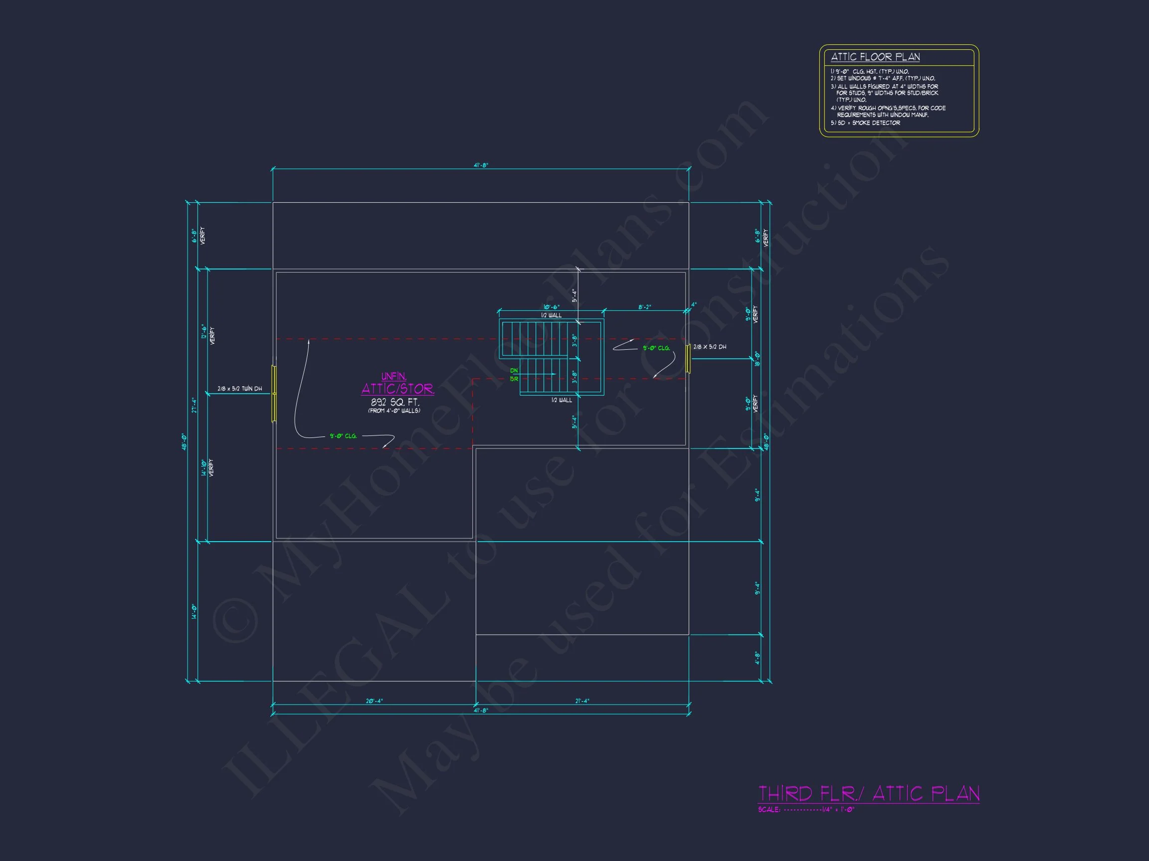 Modern house Plan with 4 Bedrooms, CAD Blueprints, and Designs