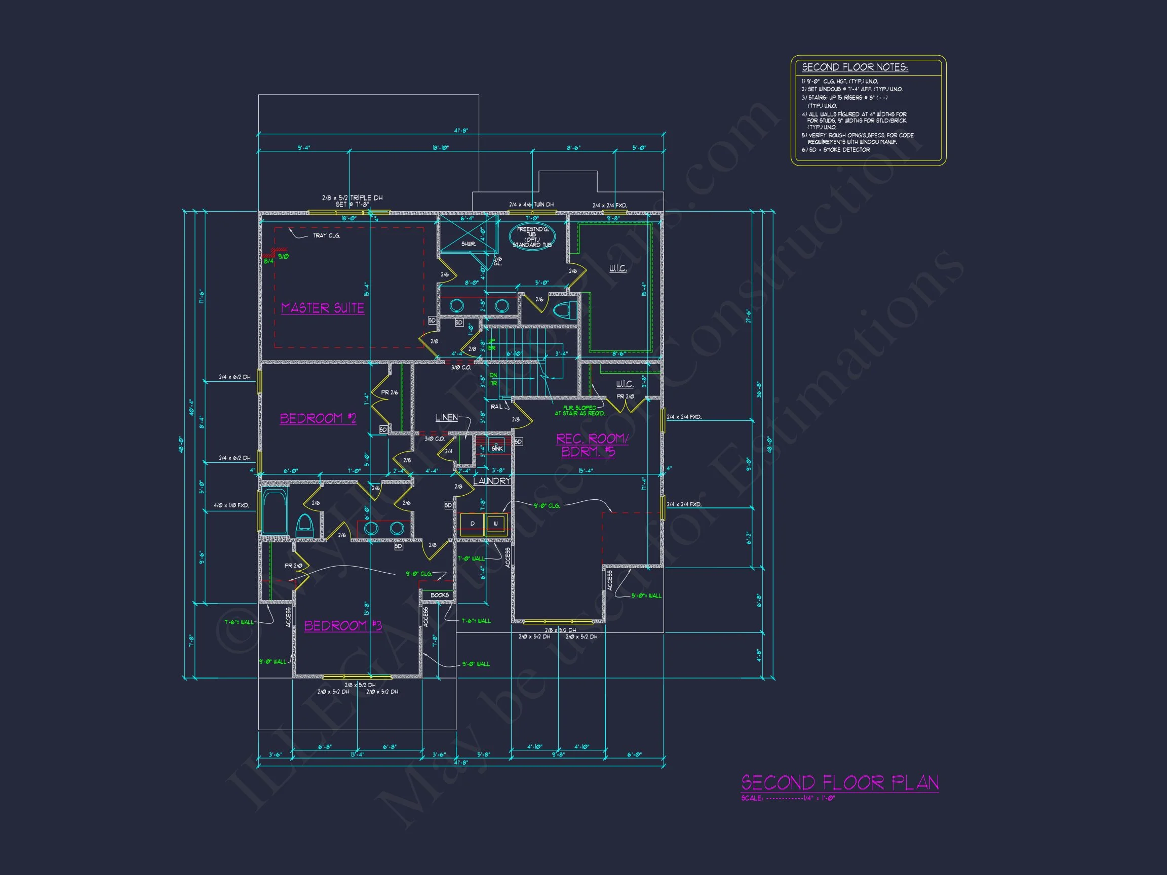 Modern house Plan with 4 Bedrooms, CAD Blueprints, and Designs