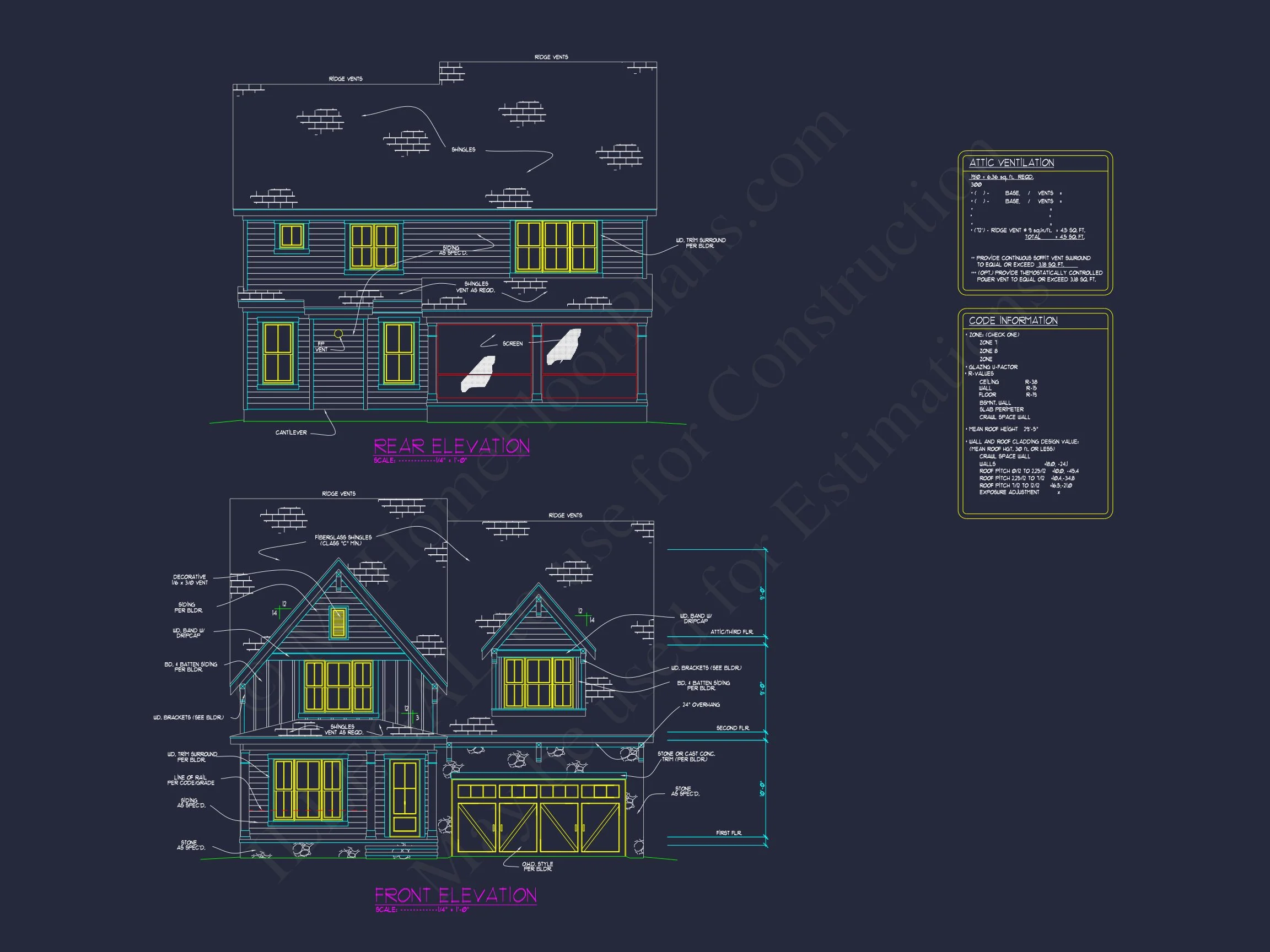Modern house Plan with 4 Bedrooms, CAD Blueprints, and Designs