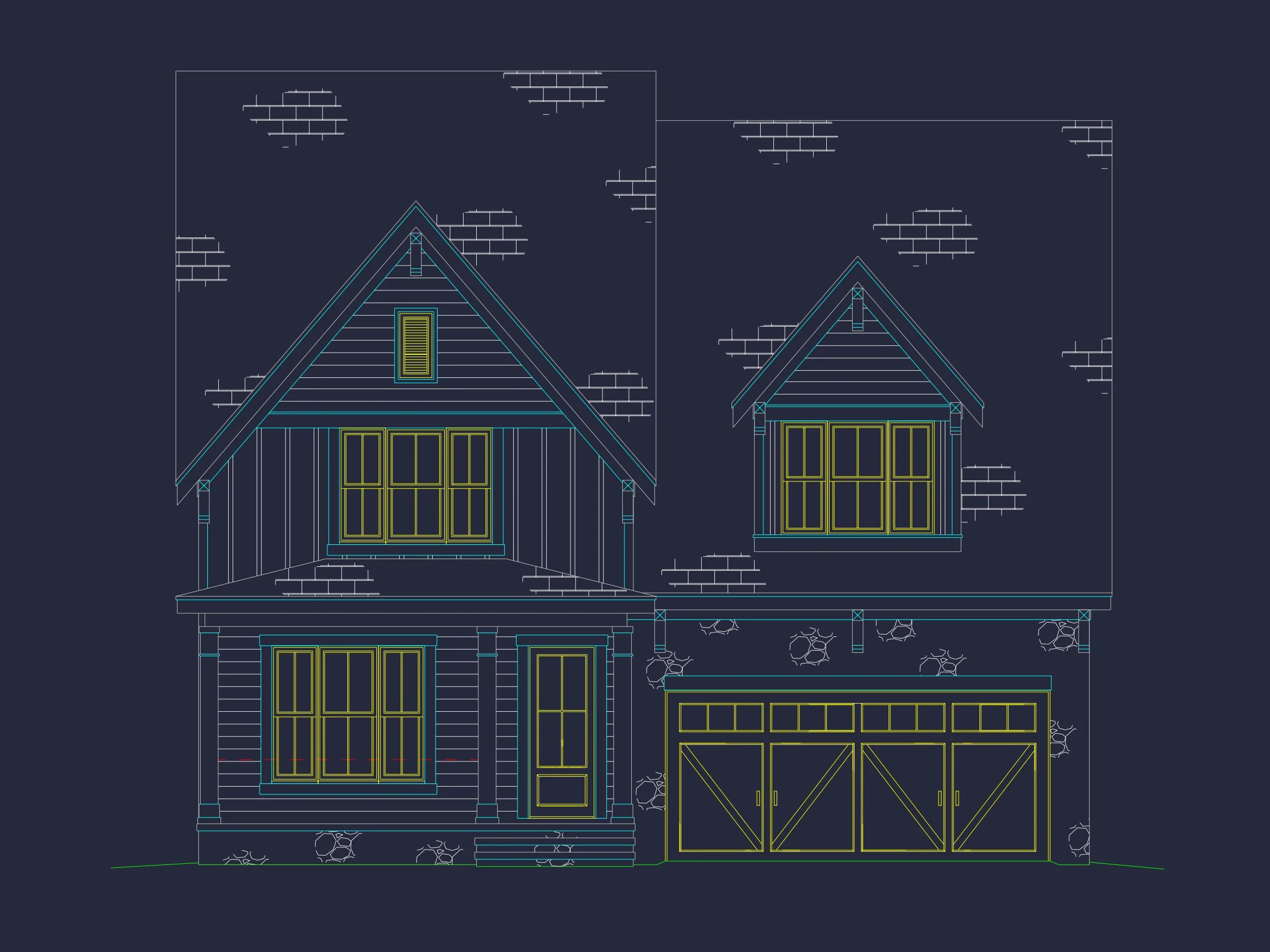 Modern house Plan with 4 Bedrooms, CAD Blueprints, and Designs
