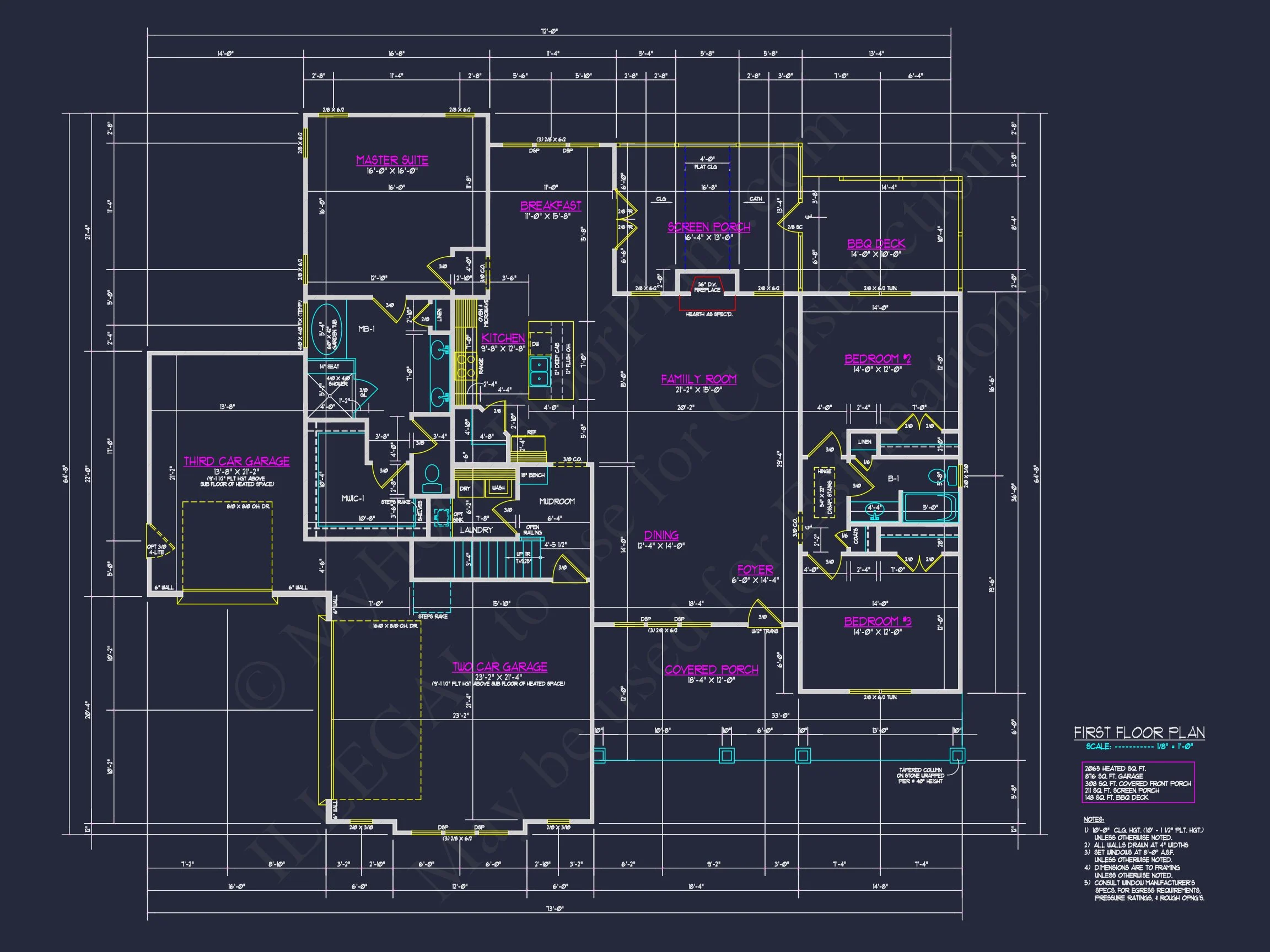 Craftsman-Style house Plan with Open Floor Design & CAD Blueprint