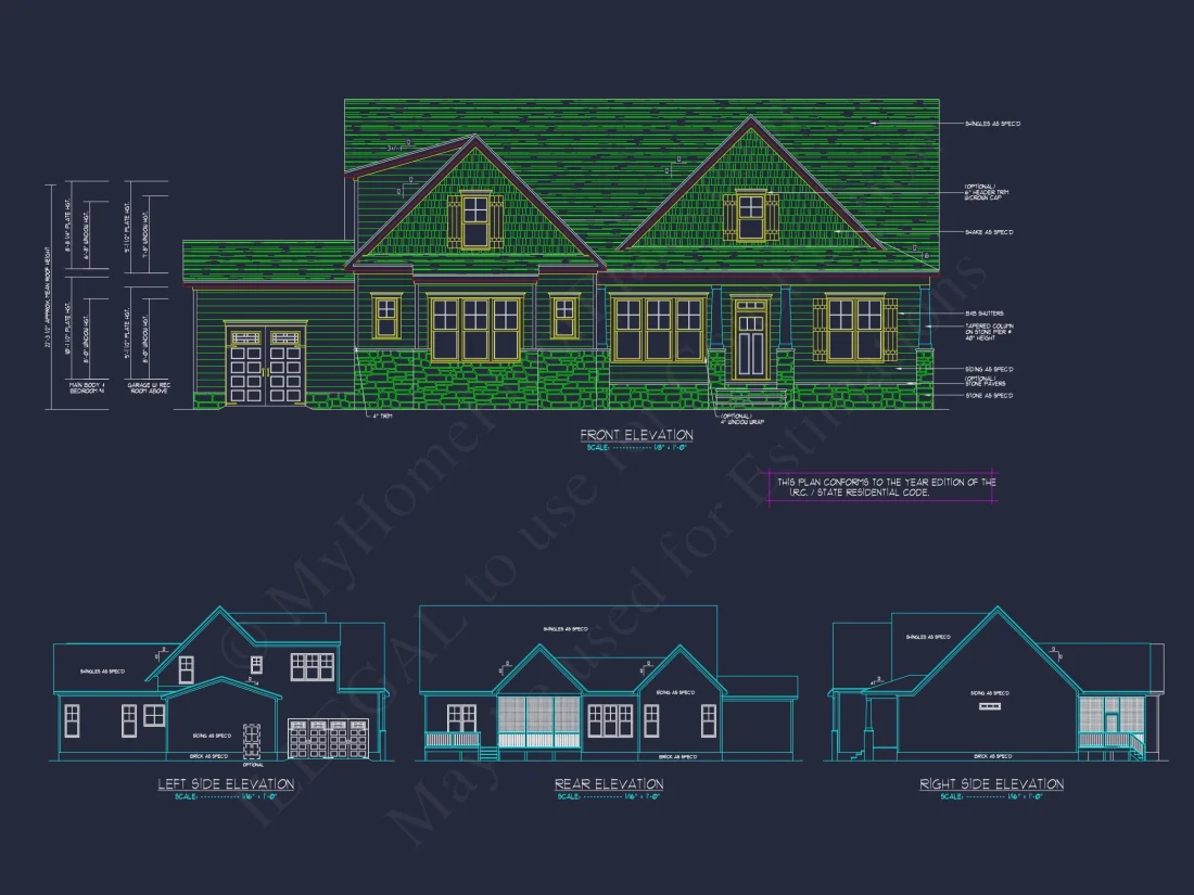 Craftsman-Style house Plan with Open Floor Design & CAD Blueprint