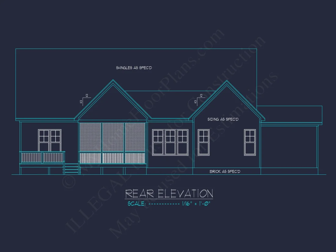 Craftsman-Style house Plan with Open Floor Design & CAD Blueprint