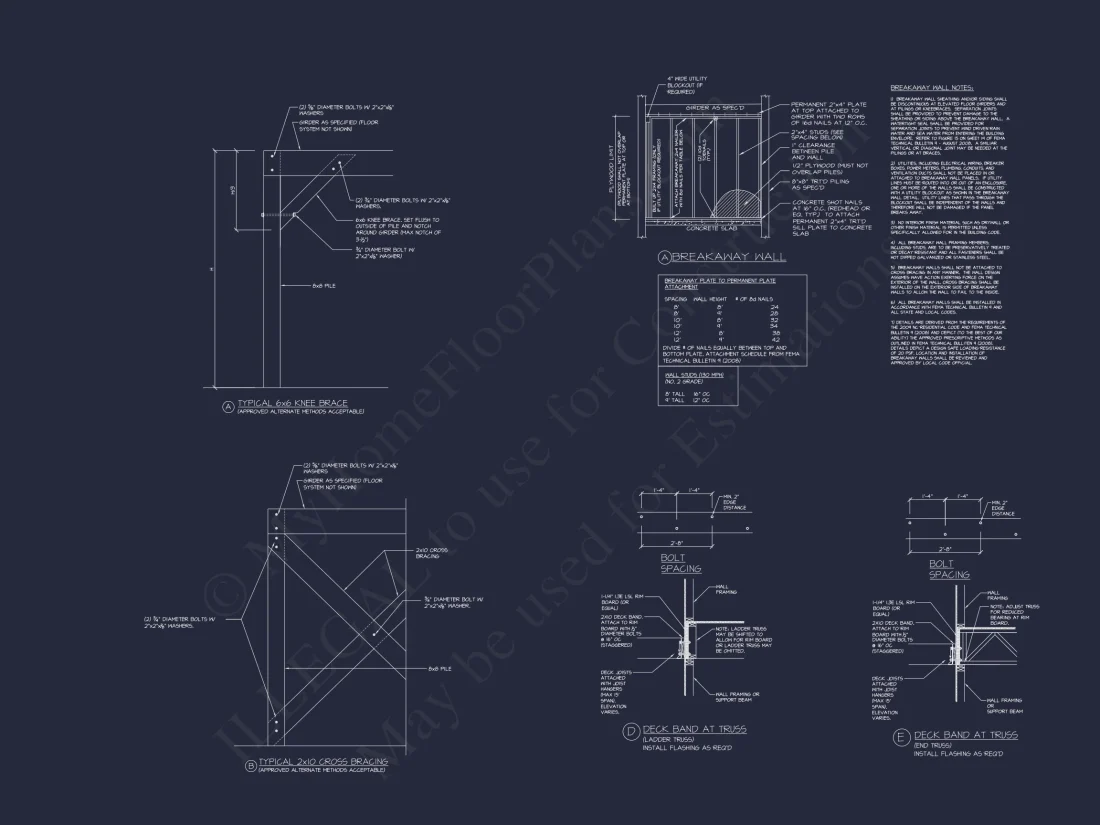 Beach house Floor Plan with Coastal Designs and CAD Blueprint