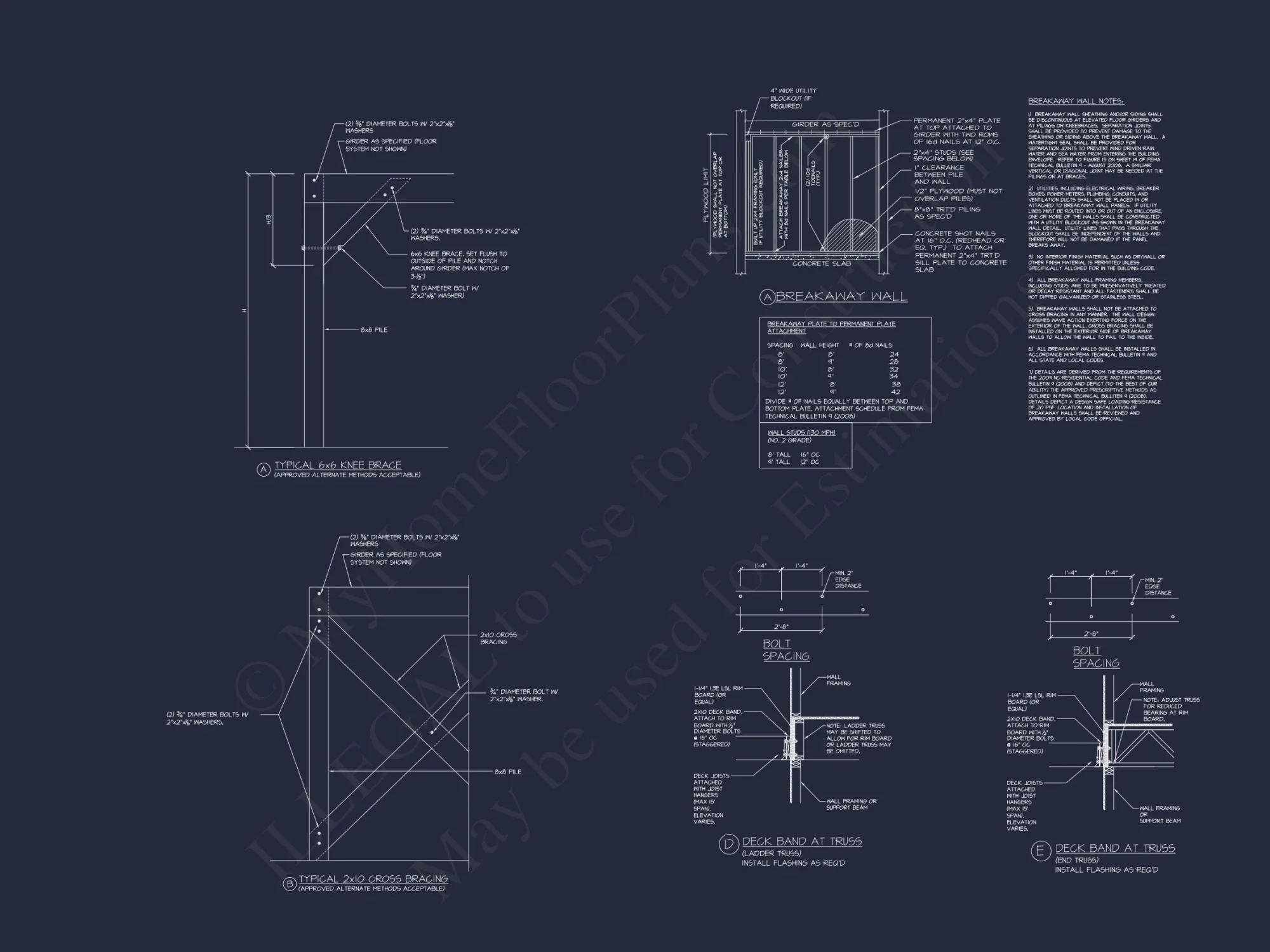 Beach house Floor Plan with Coastal Designs and CAD Blueprint