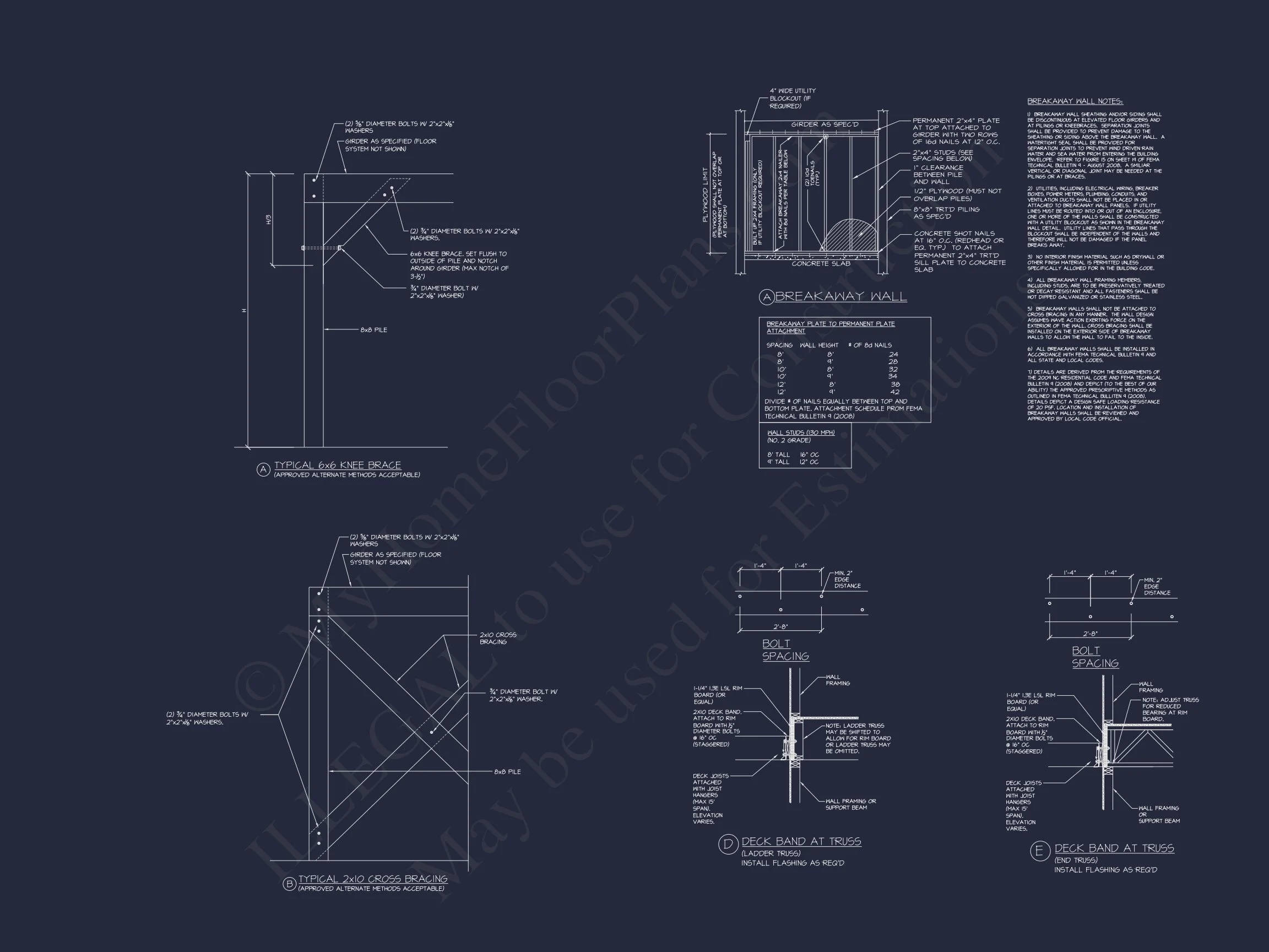 17-1339 HOUSE PLAN - Beach House Floor Plan with Coastal Designs and CAD Blueprint 15 Beach house Floor Plan with Coastal Designs and CAD Blueprint