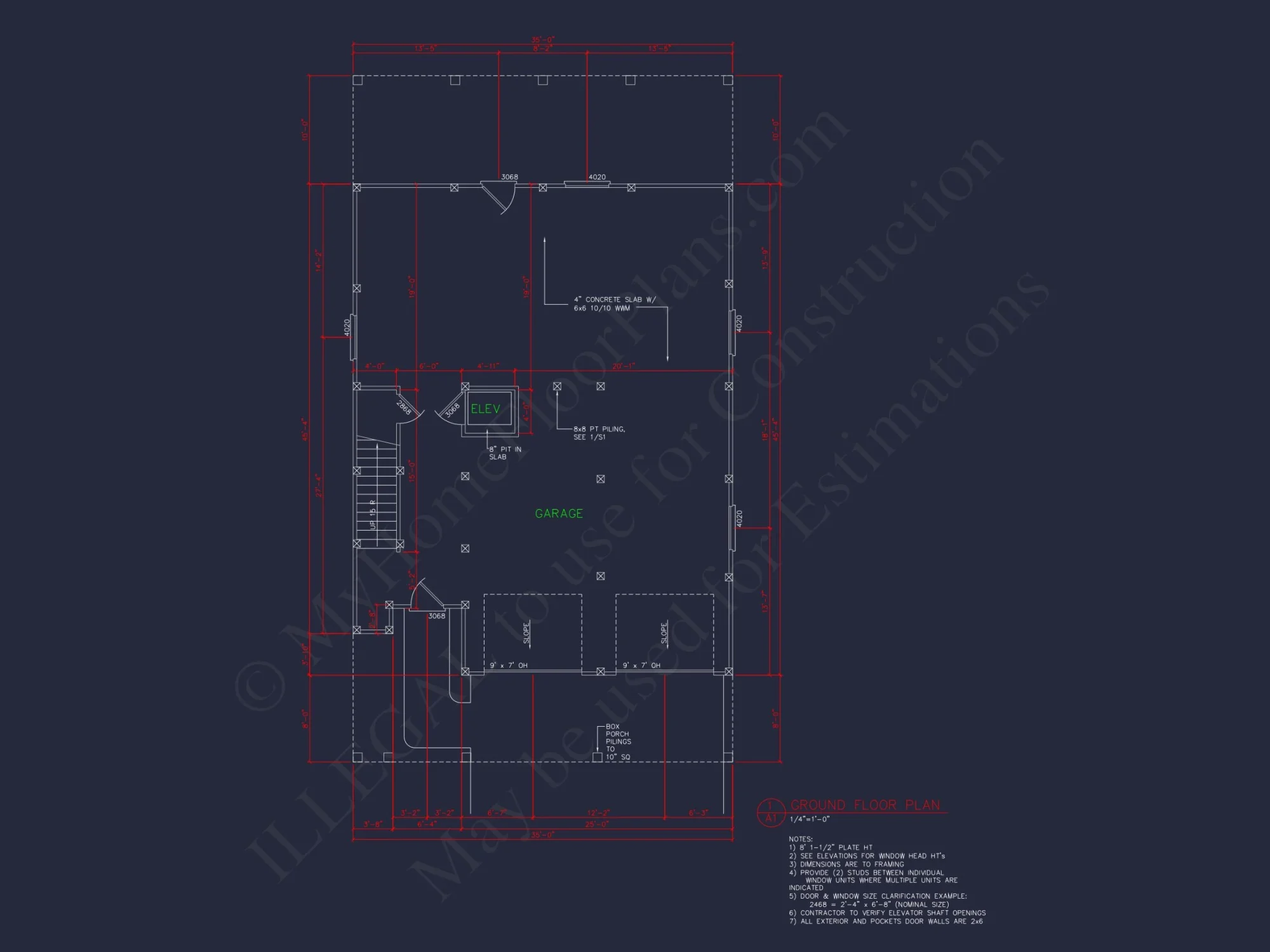 Beach house Floor Plan with Coastal Designs and CAD Blueprint