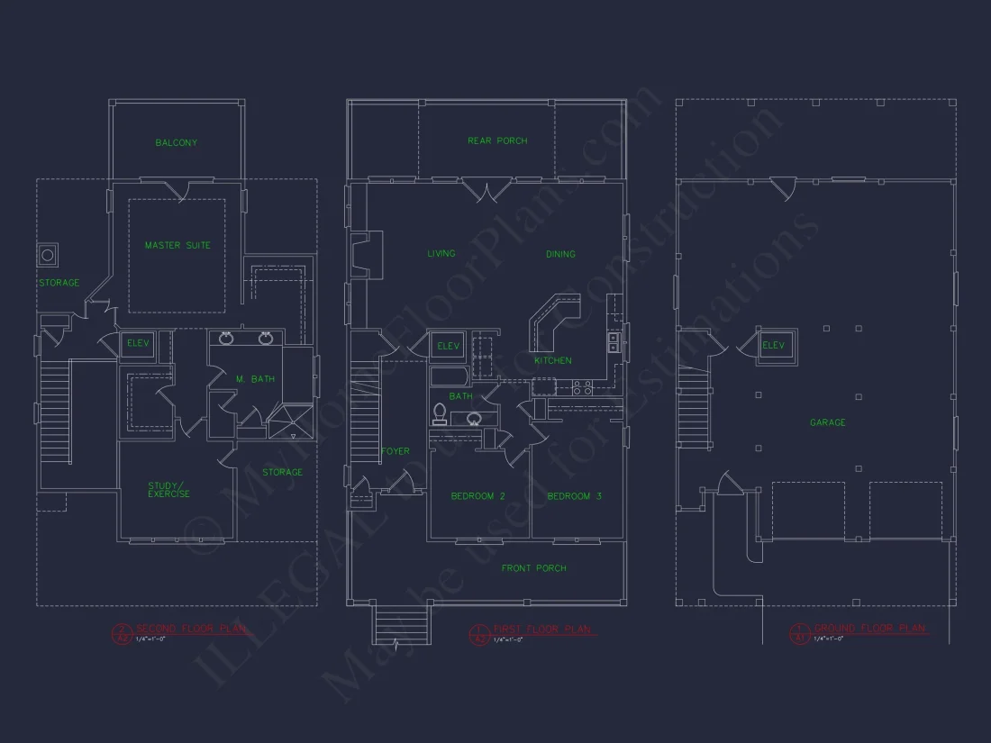Beach house Floor Plan with Coastal Designs and CAD Blueprint