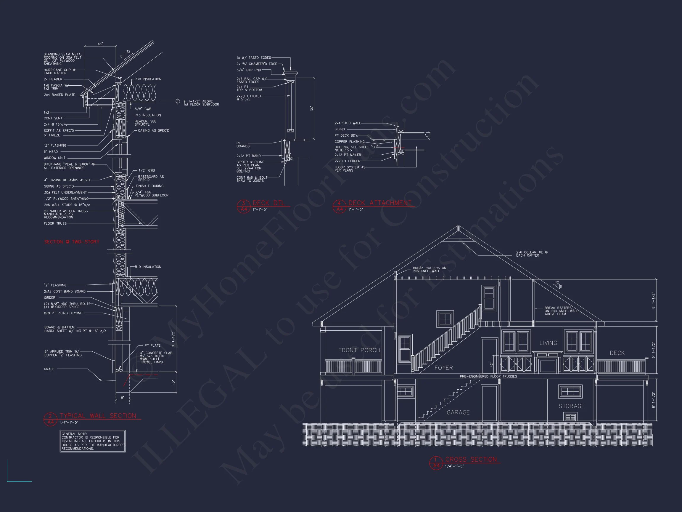 17-1339 HOUSE PLAN - Beach House Floor Plan with Coastal Designs and CAD Blueprint 3 Beach house Floor Plan with Coastal Designs and CAD Blueprint