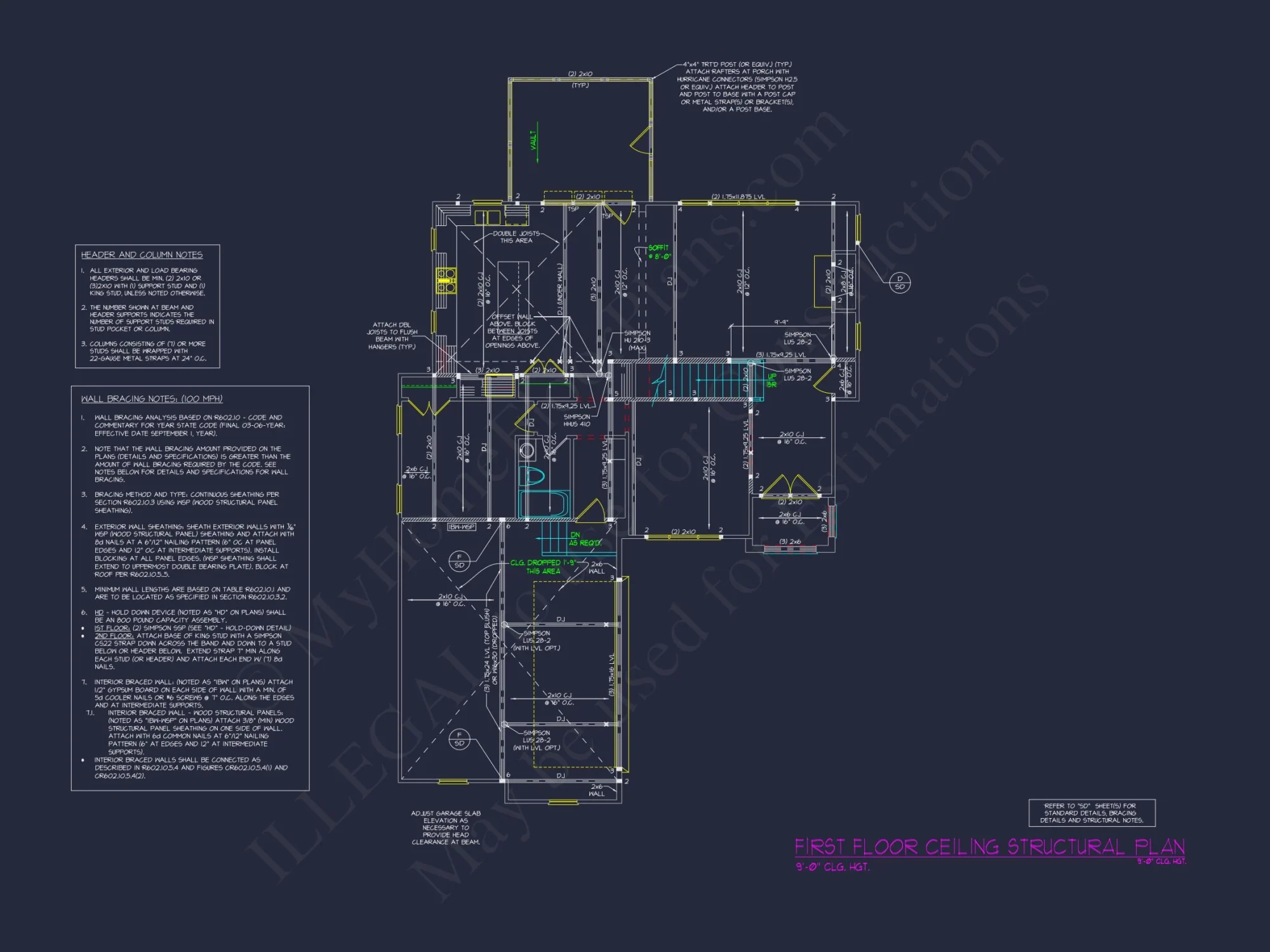 Craftsman house Plan with 2 Floors, 4 Bedrooms & CAD Designs