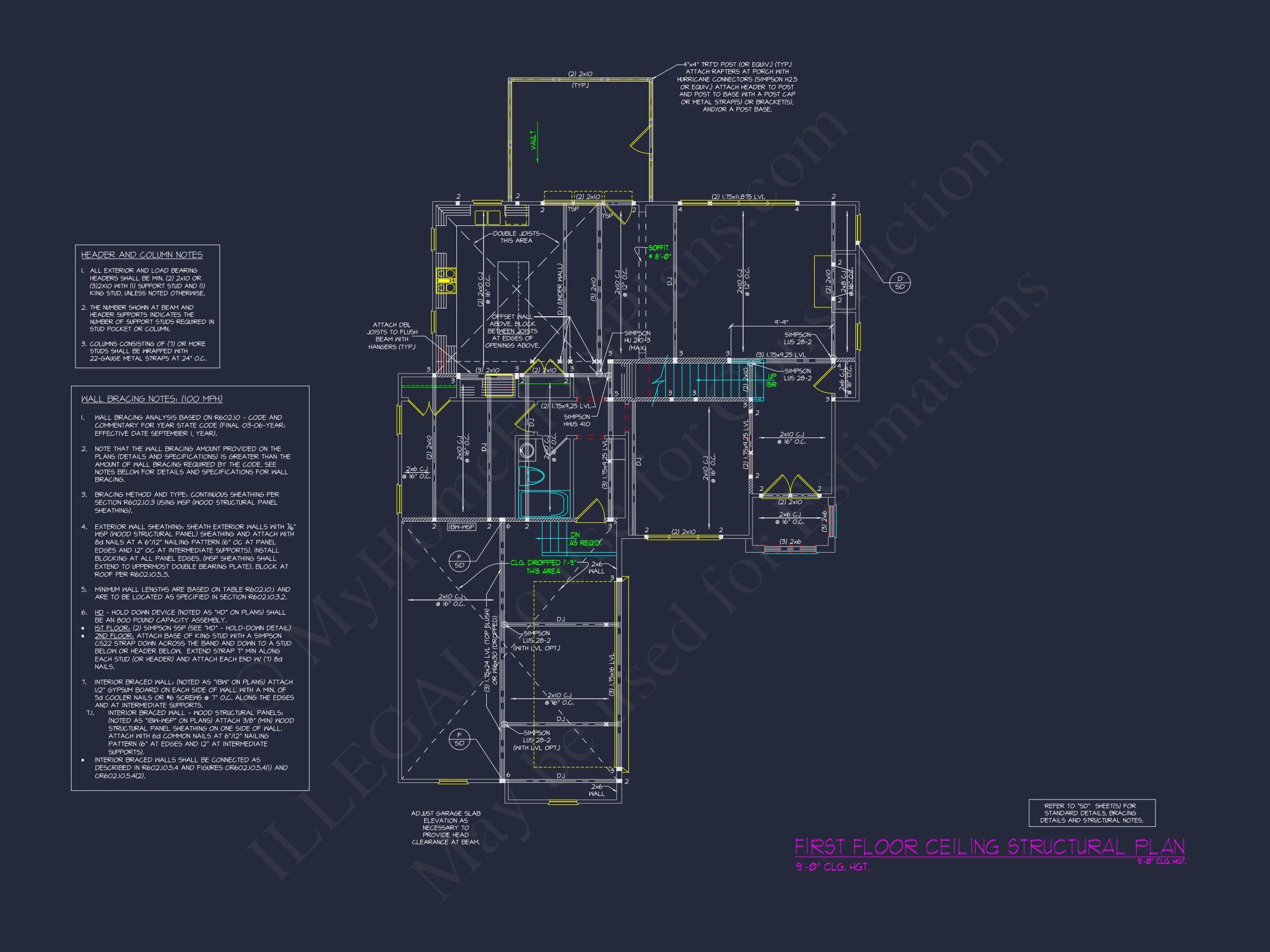 Craftsman house Plan with 2 Floors, 4 Bedrooms & CAD Designs