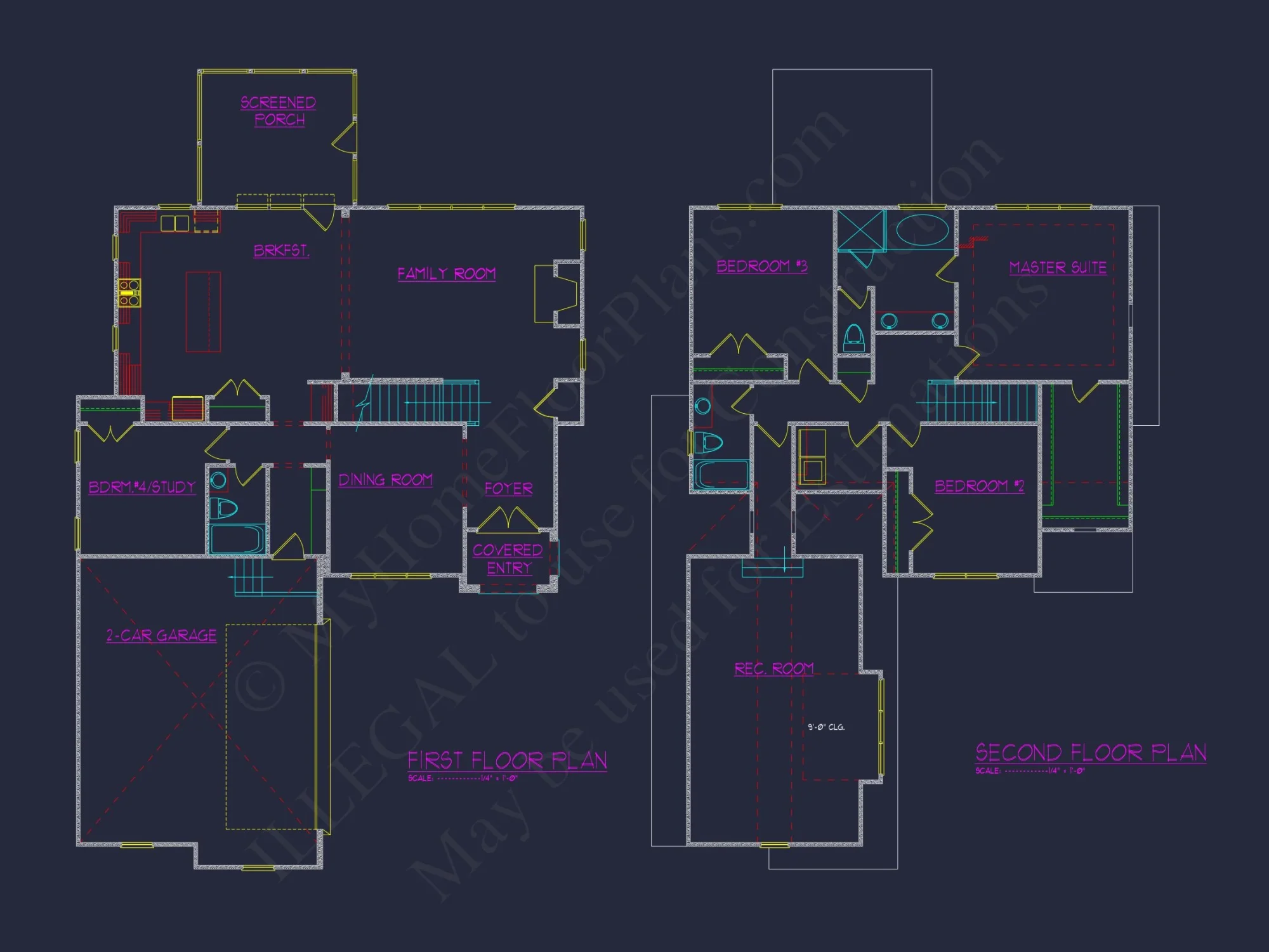 Craftsman house Plan with 2 Floors, 4 Bedrooms & CAD Designs