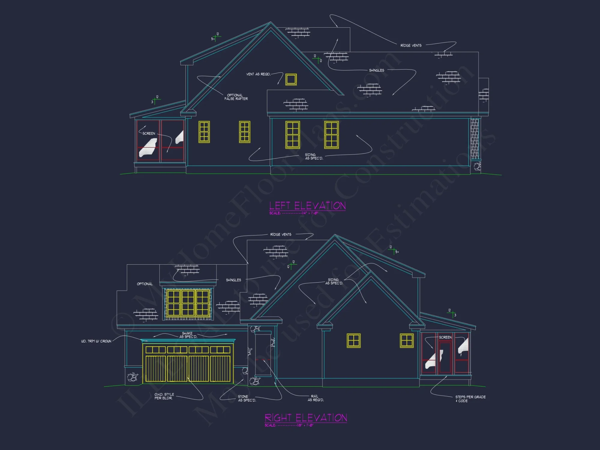 Craftsman house Plan with 2 Floors, 4 Bedrooms & CAD Designs