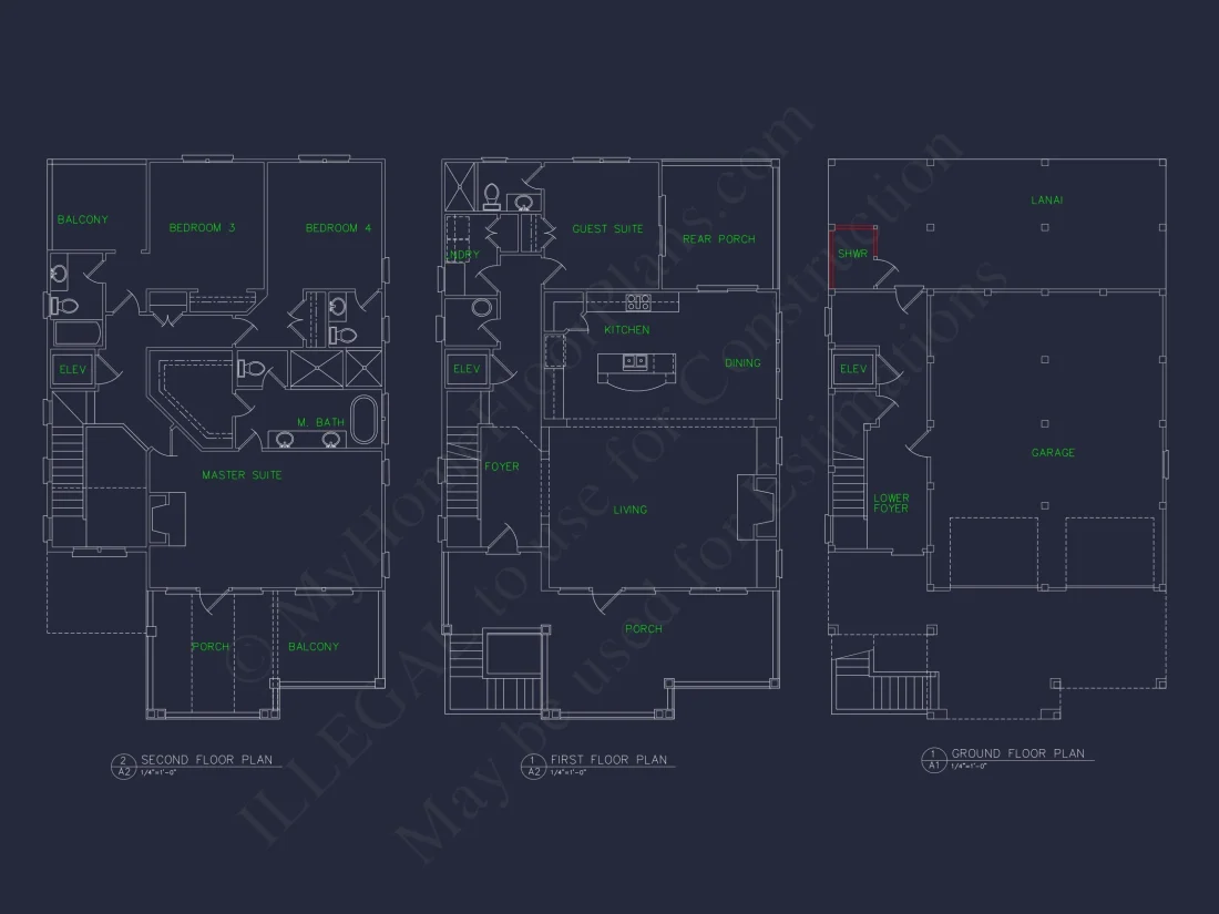 Modern Beach house Floor Plan with CAD Designs & Features