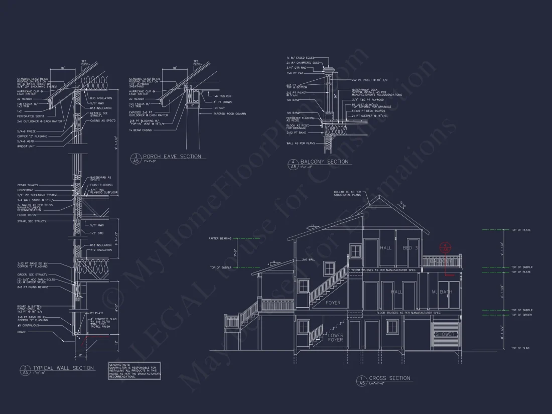 Modern Beach house Floor Plan with CAD Designs & Features
