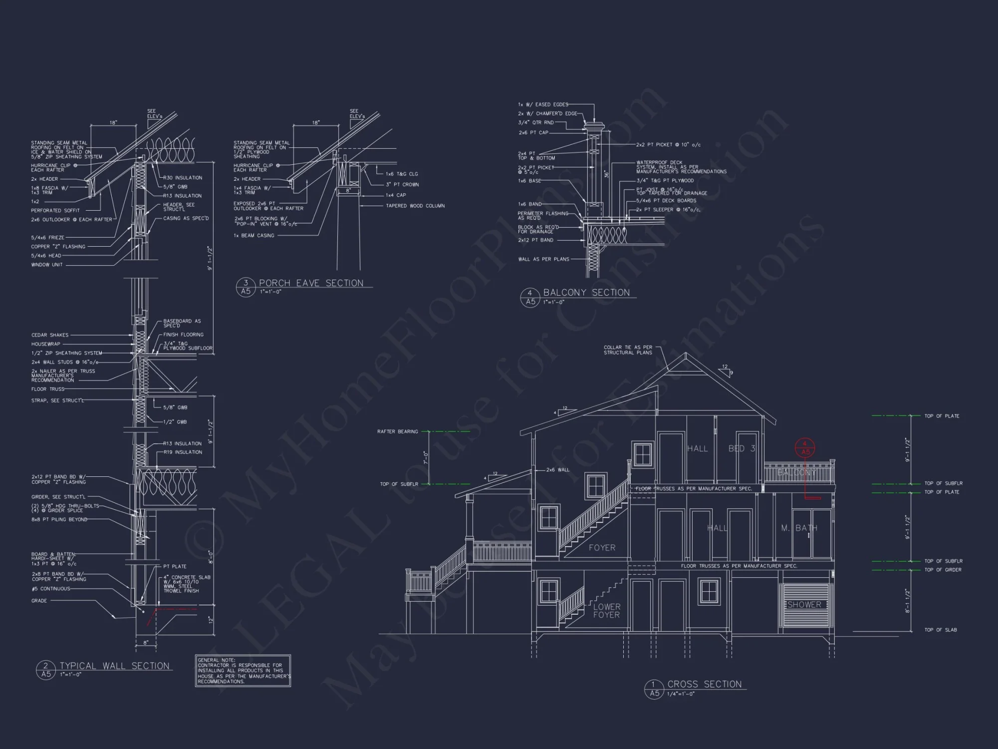 Modern Beach house Floor Plan with CAD Designs & Features