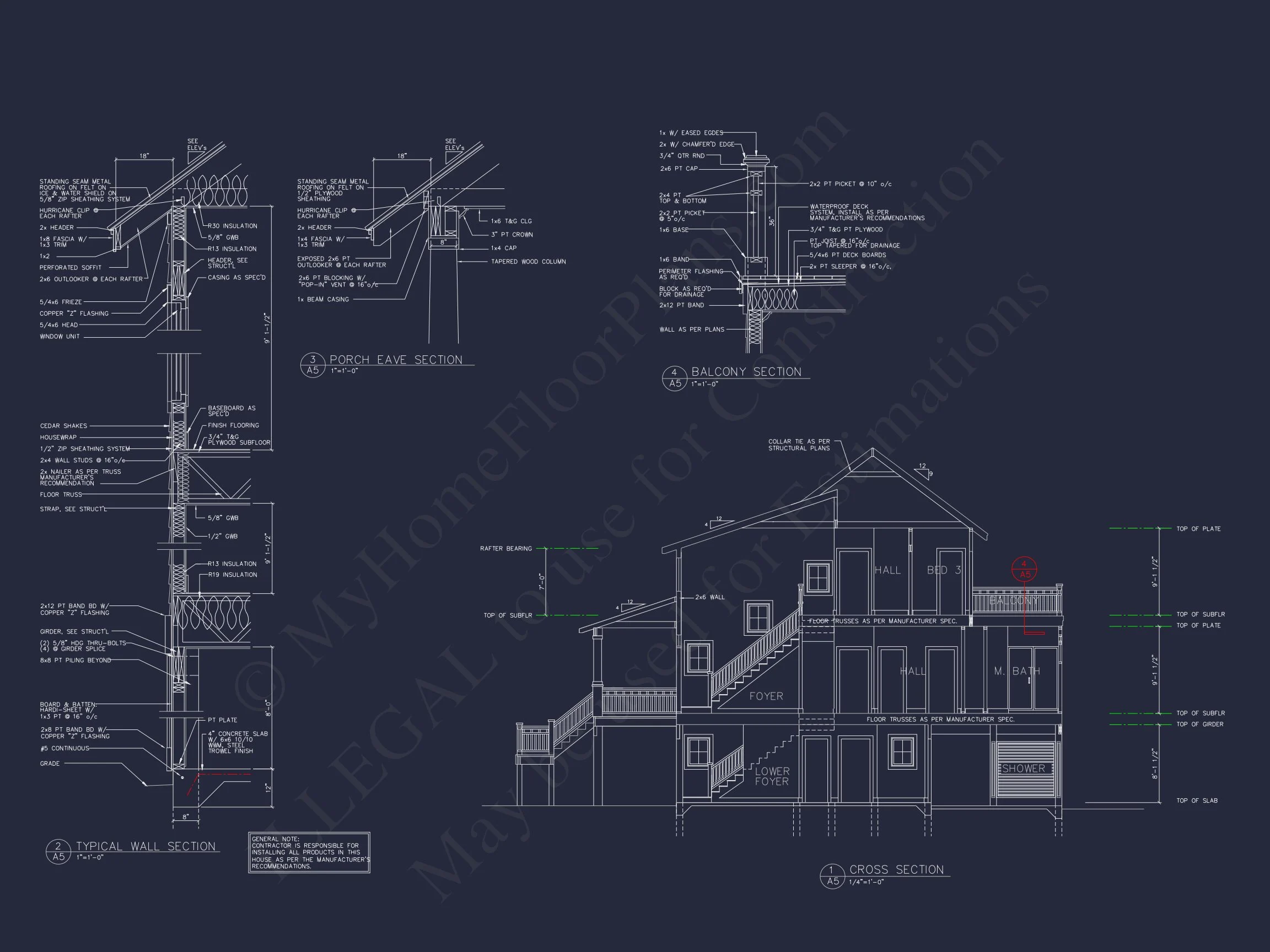 17-1061 HOUSE PLAN - Modern Beach House Floor Plan with CAD Designs & Features 4 Modern Beach house Floor Plan with CAD Designs & Features