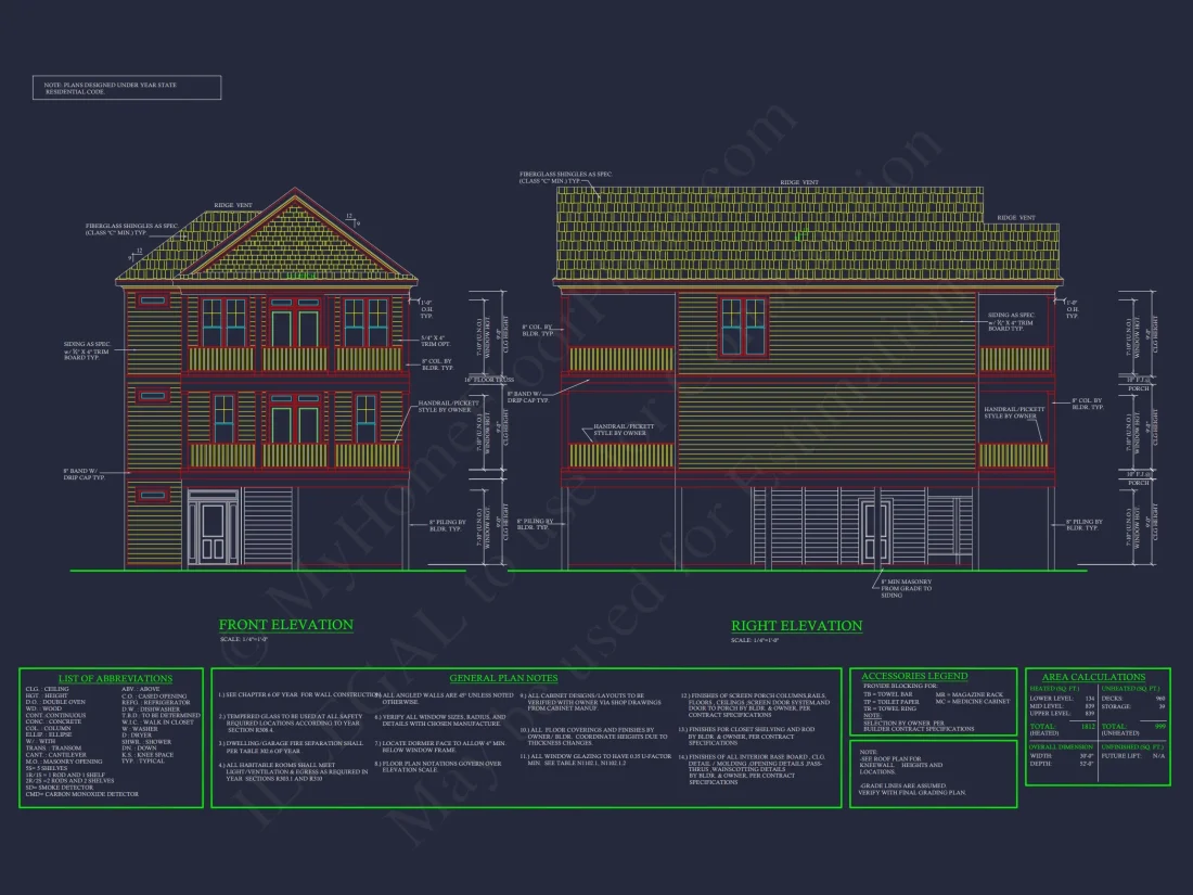 Beach house Plan with 3 Floors, Open Floor Plan, and CAD Designs