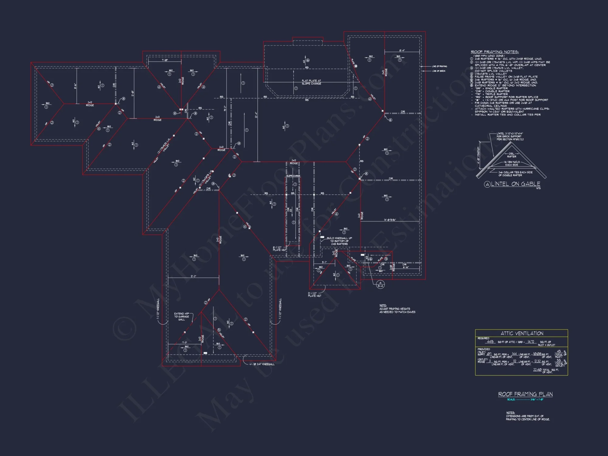 Spacious house Plan with Traditional Ranch Design and CAD Blueprint