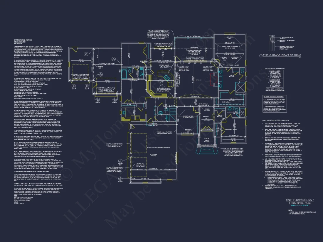 Spacious house Plan with Traditional Ranch Design and CAD Blueprint