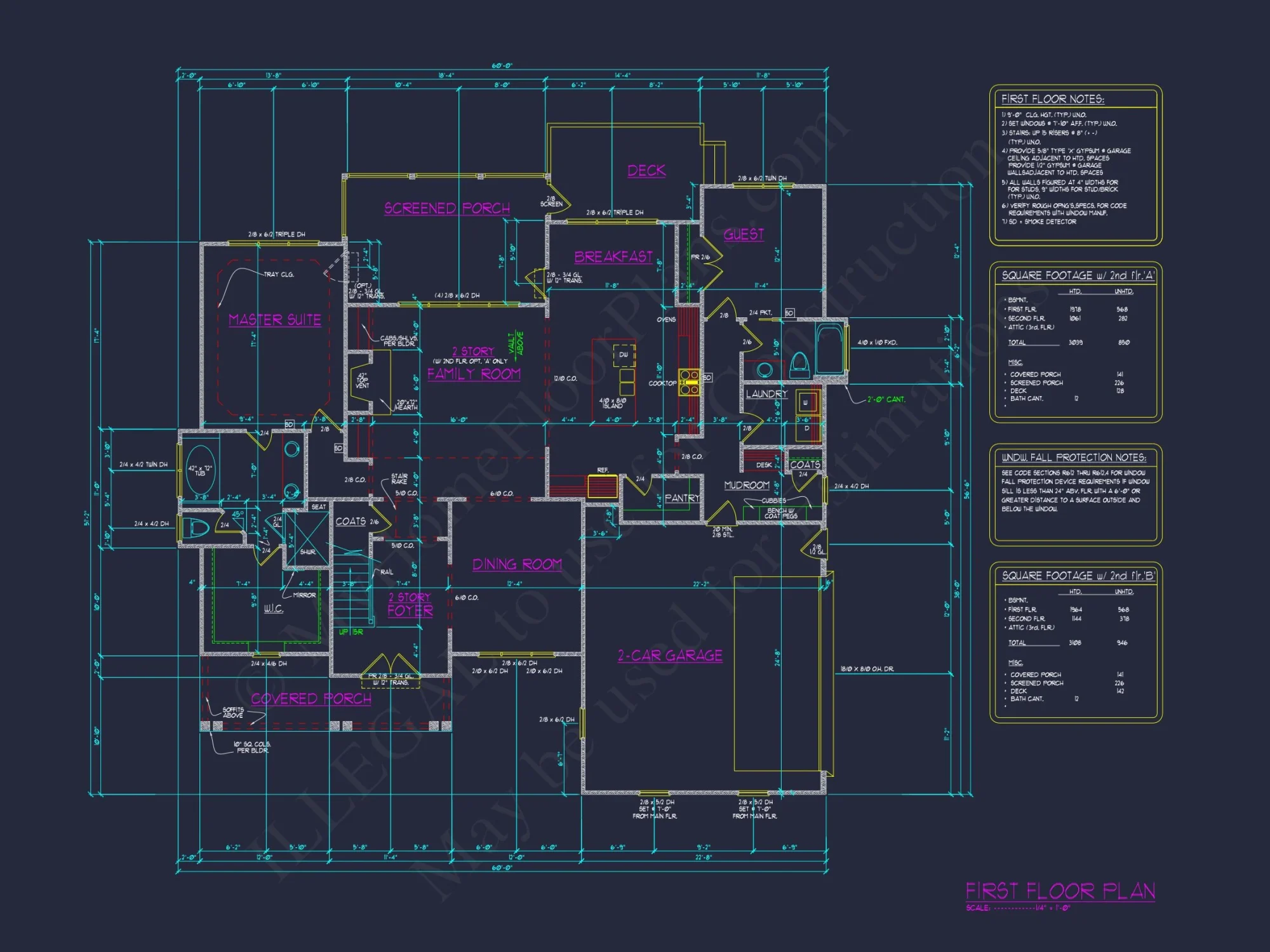 Custom house Blueprint with 4 Beds, 3 Baths & Floor Plan Designs