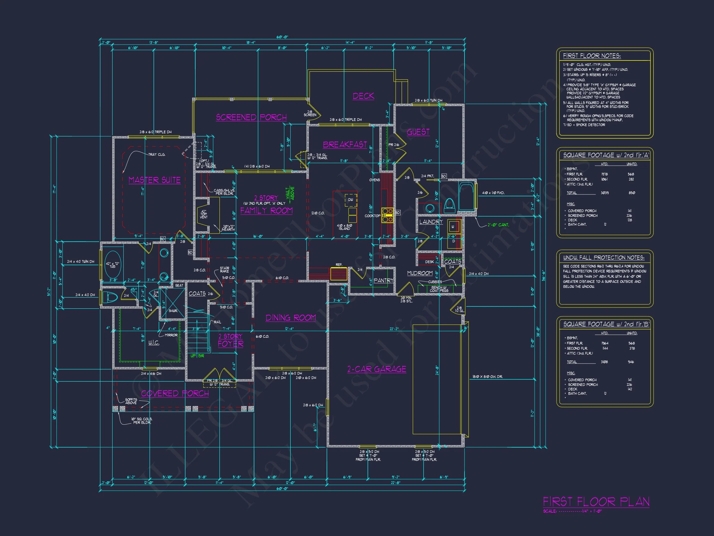 Custom house Blueprint with 4 Beds, 3 Baths & Floor Plan Designs