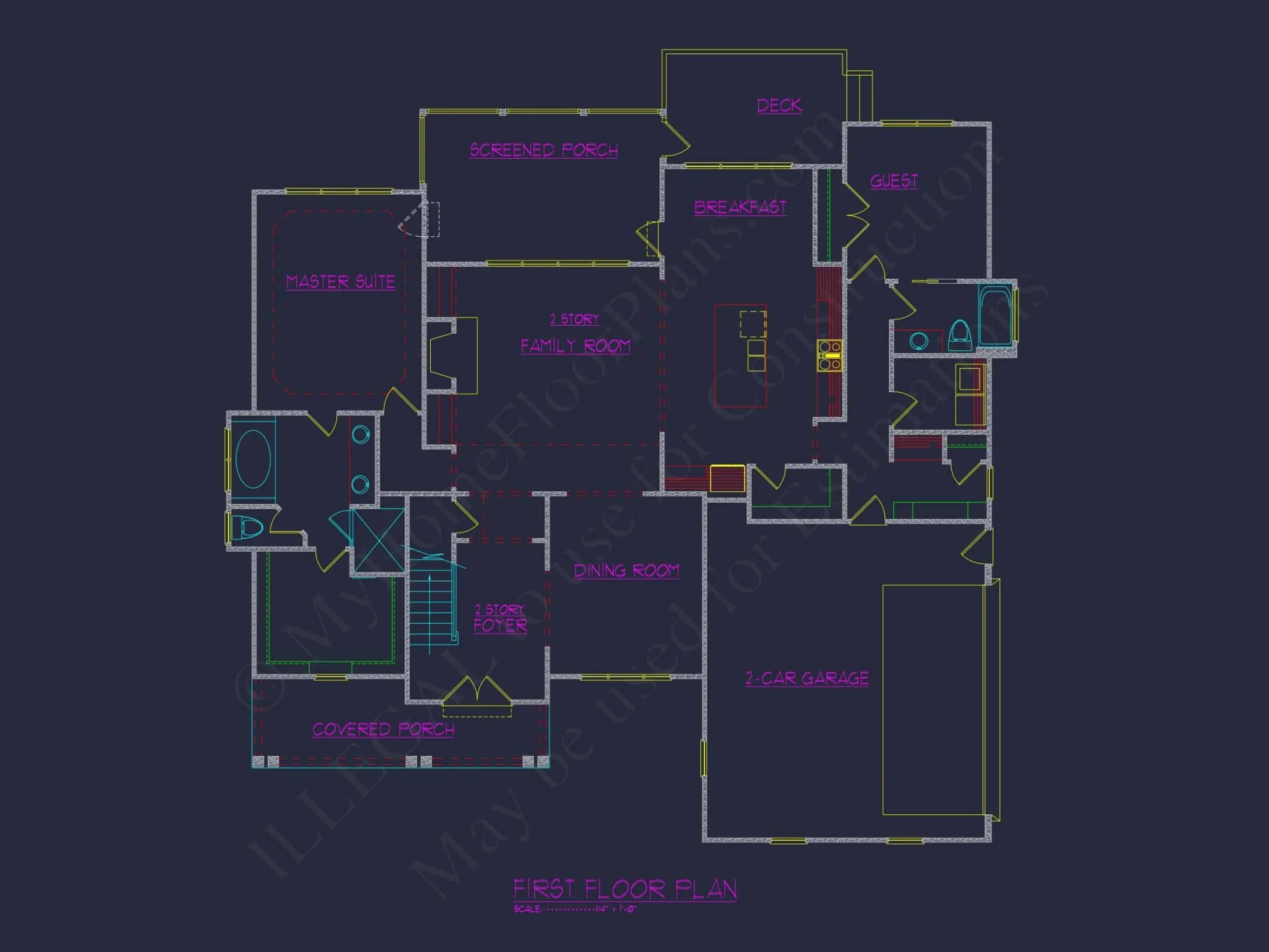 Custom house Blueprint with 4 Beds, 3 Baths & Floor Plan Designs