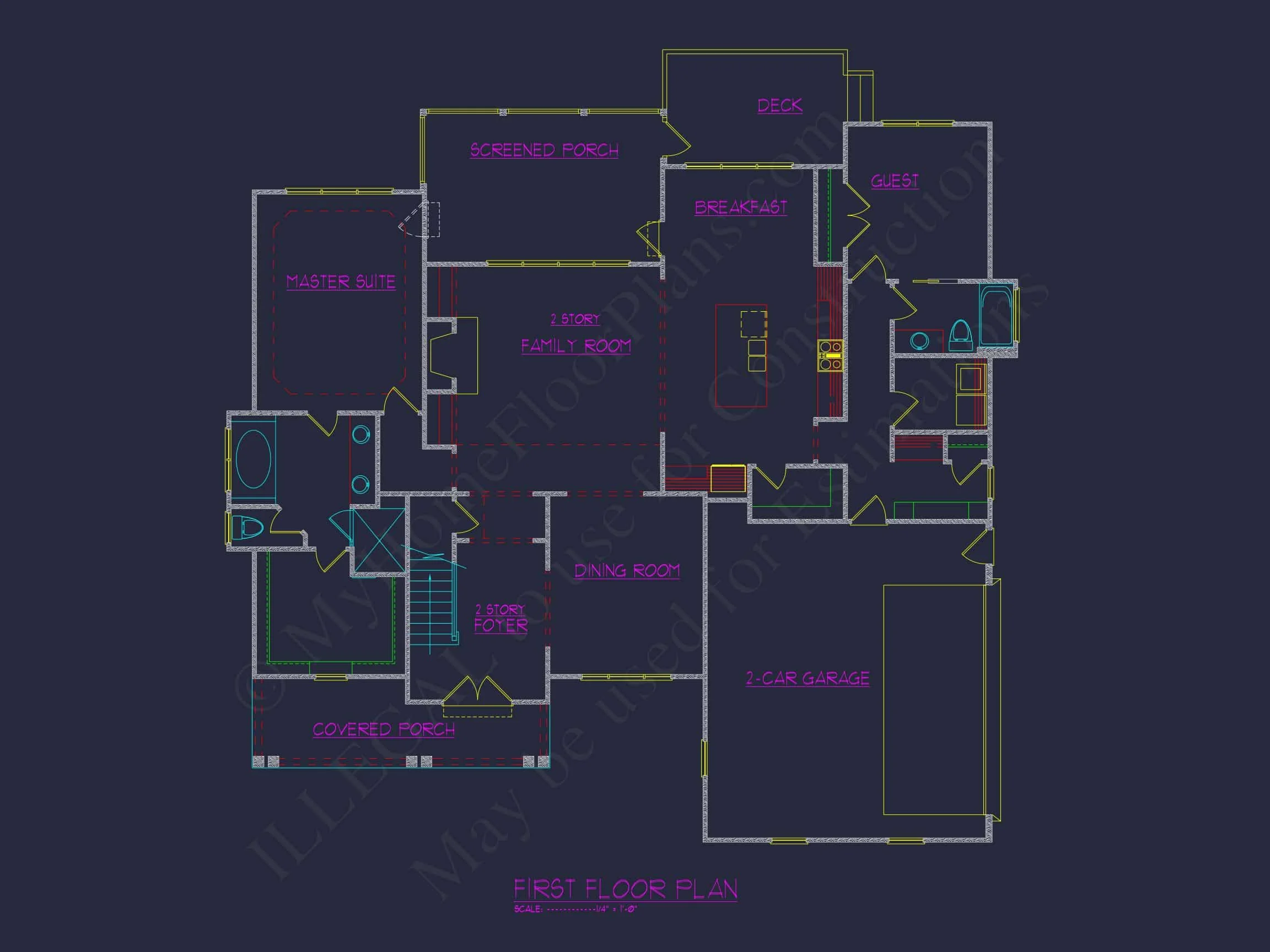 Custom house Blueprint with 4 Beds, 3 Baths & Floor Plan Designs
