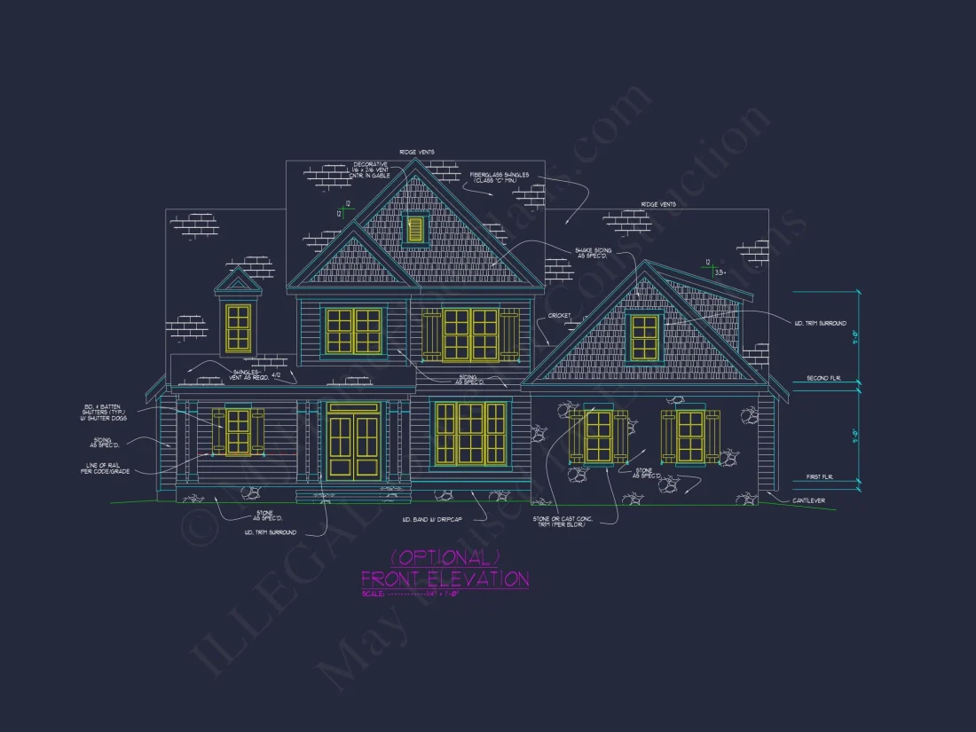 Custom house Blueprint with 4 Beds, 3 Baths & Floor Plan Designs