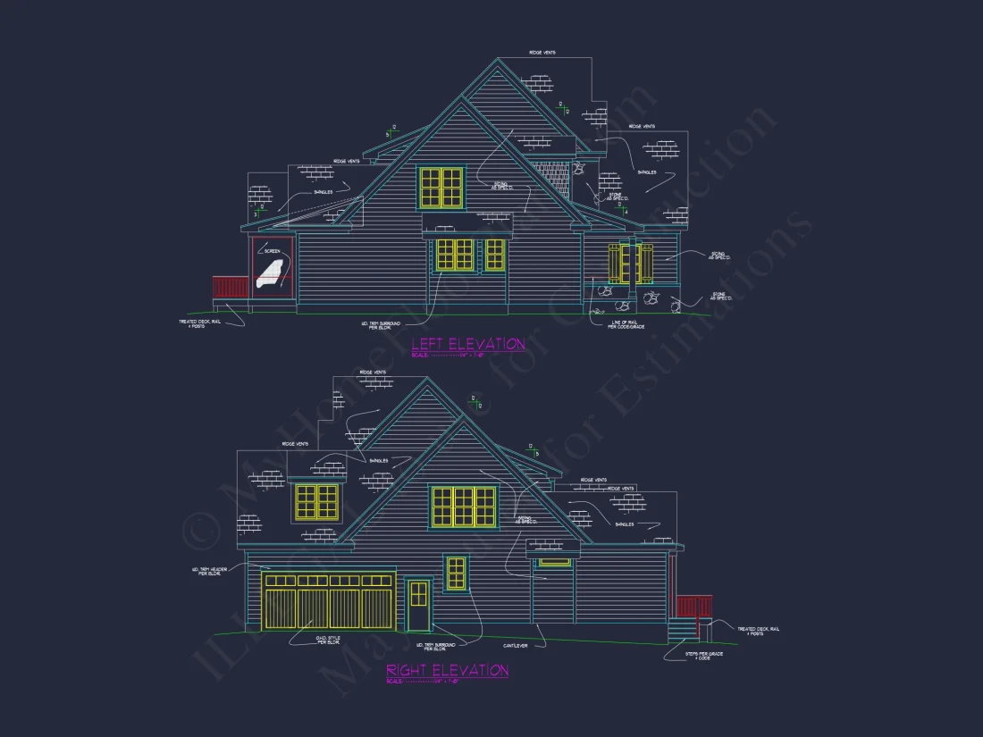 Custom house Blueprint with 4 Beds, 3 Baths & Floor Plan Designs