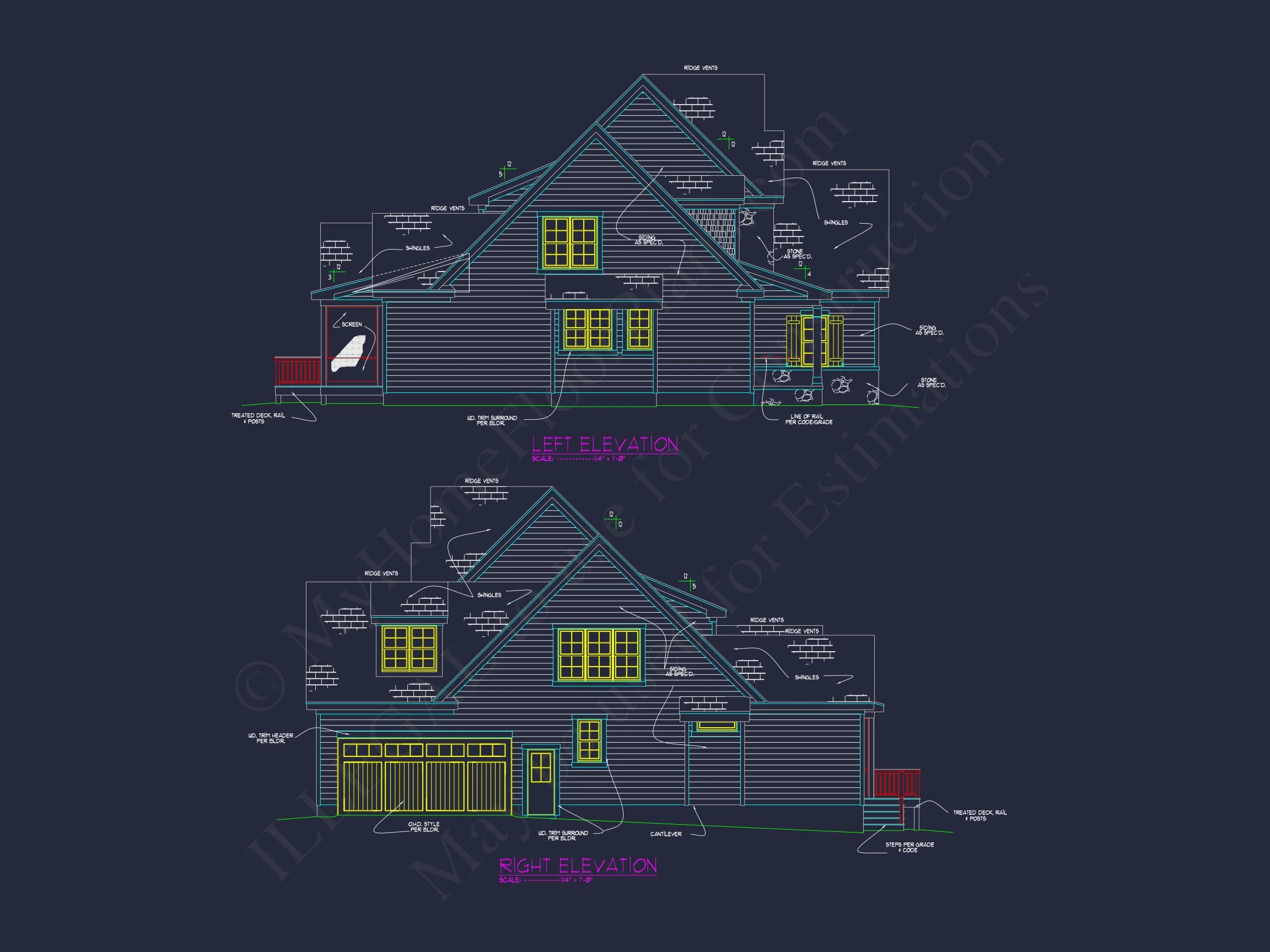 Custom house Blueprint with 4 Beds, 3 Baths & Floor Plan Designs
