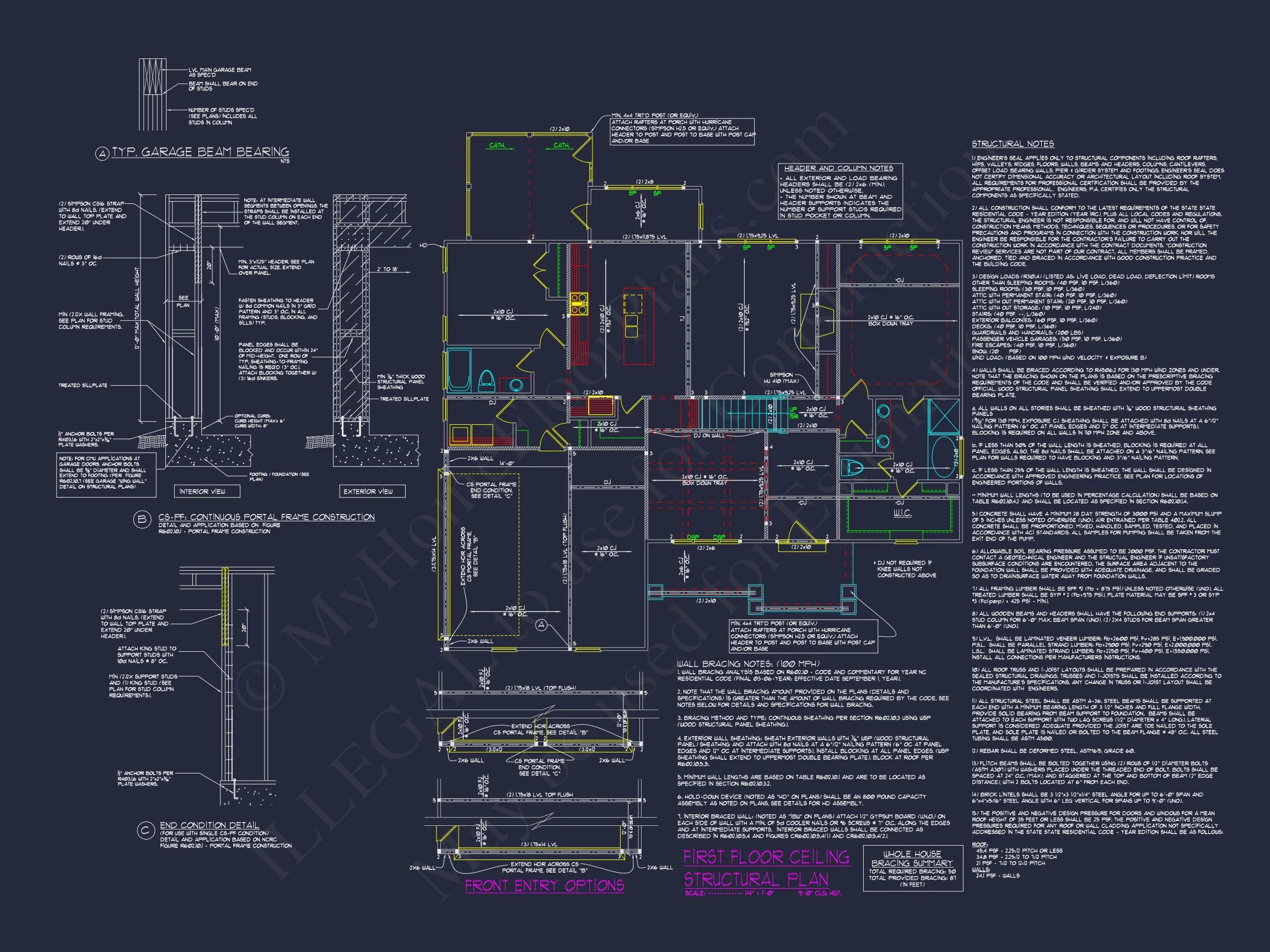 Craftsman house Floor Plan with CAD Designs and Blueprints