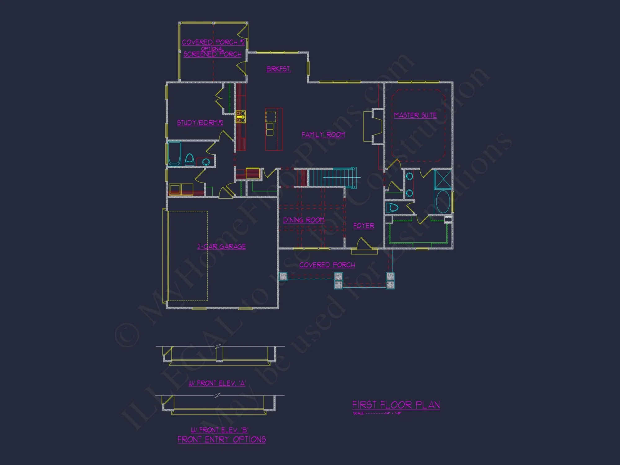 Craftsman house Floor Plan with CAD Designs and Blueprints