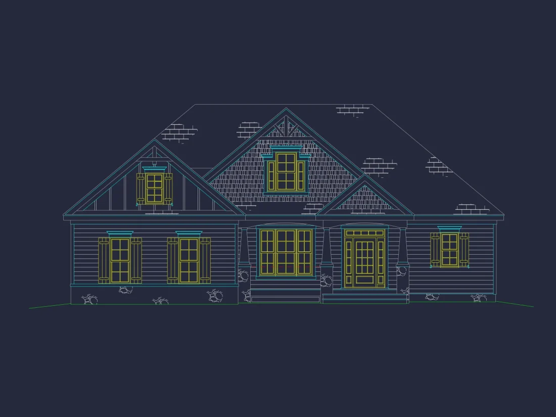 Craftsman house Floor Plan with CAD Designs and Blueprints