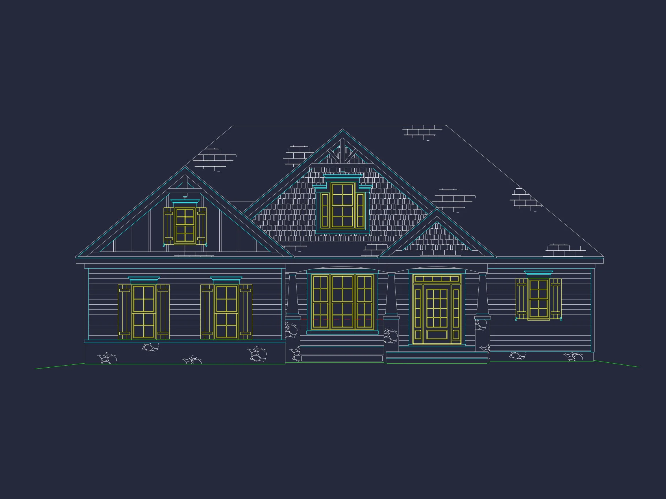 Craftsman house Floor Plan with CAD Designs and Blueprints