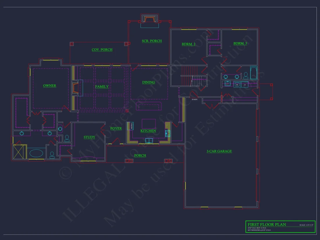 Spacious 2-Story house Plan with 3 Bedrooms and 3-Car Garage