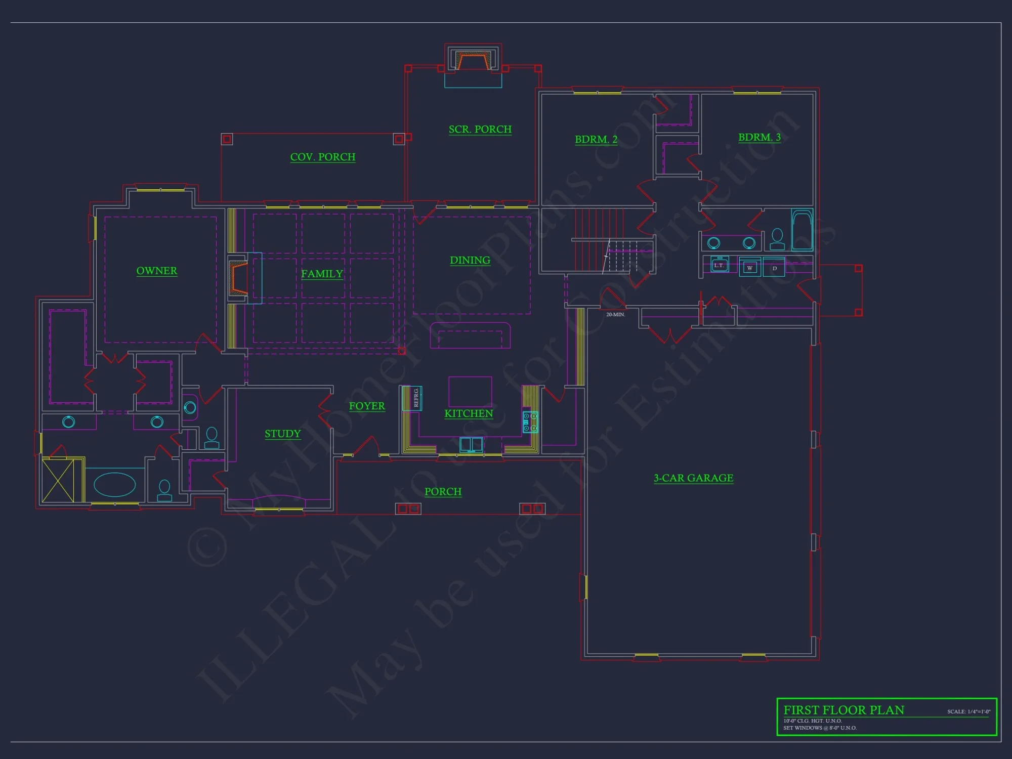 Spacious 2-Story house Plan with 3 Bedrooms and 3-Car Garage
