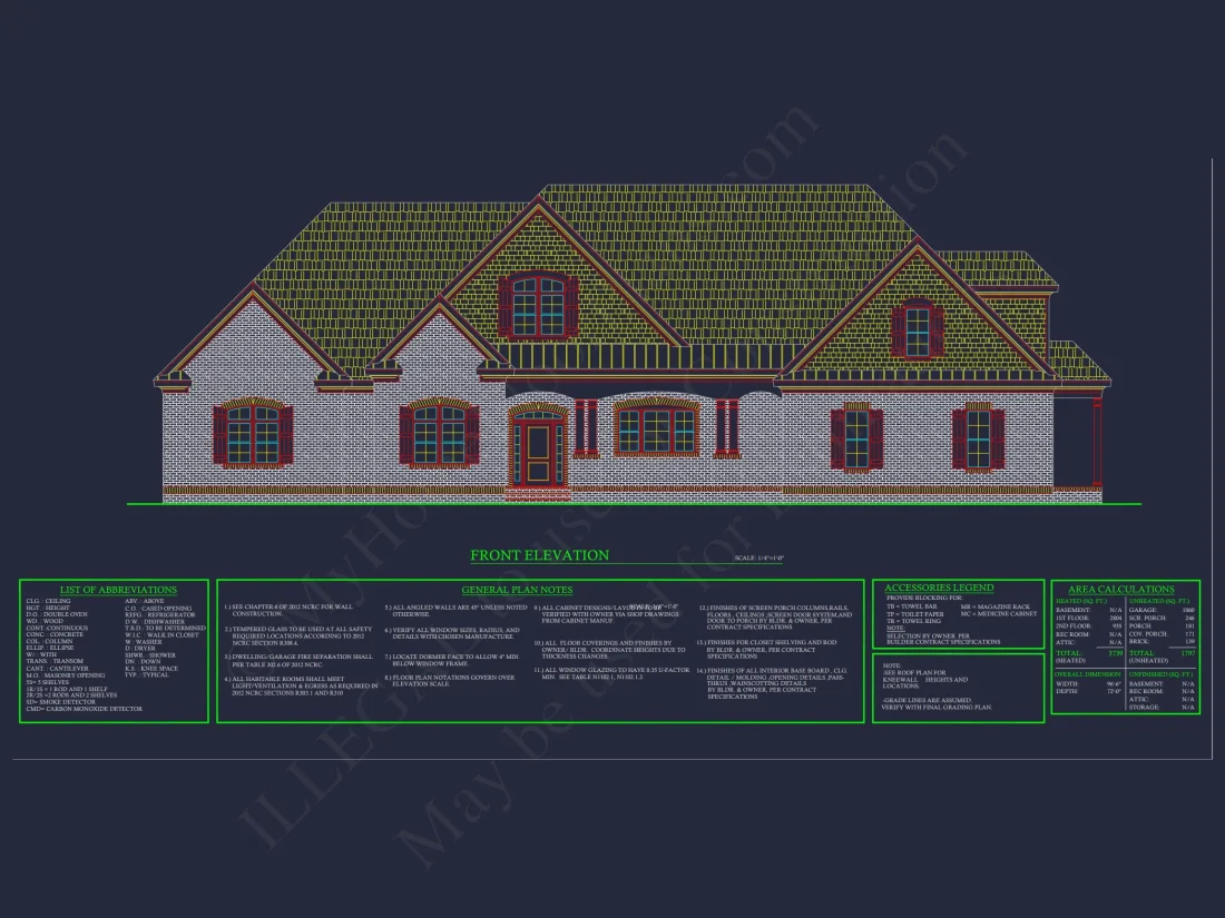 Spacious 2-Story house Plan with 3 Bedrooms and 3-Car Garage